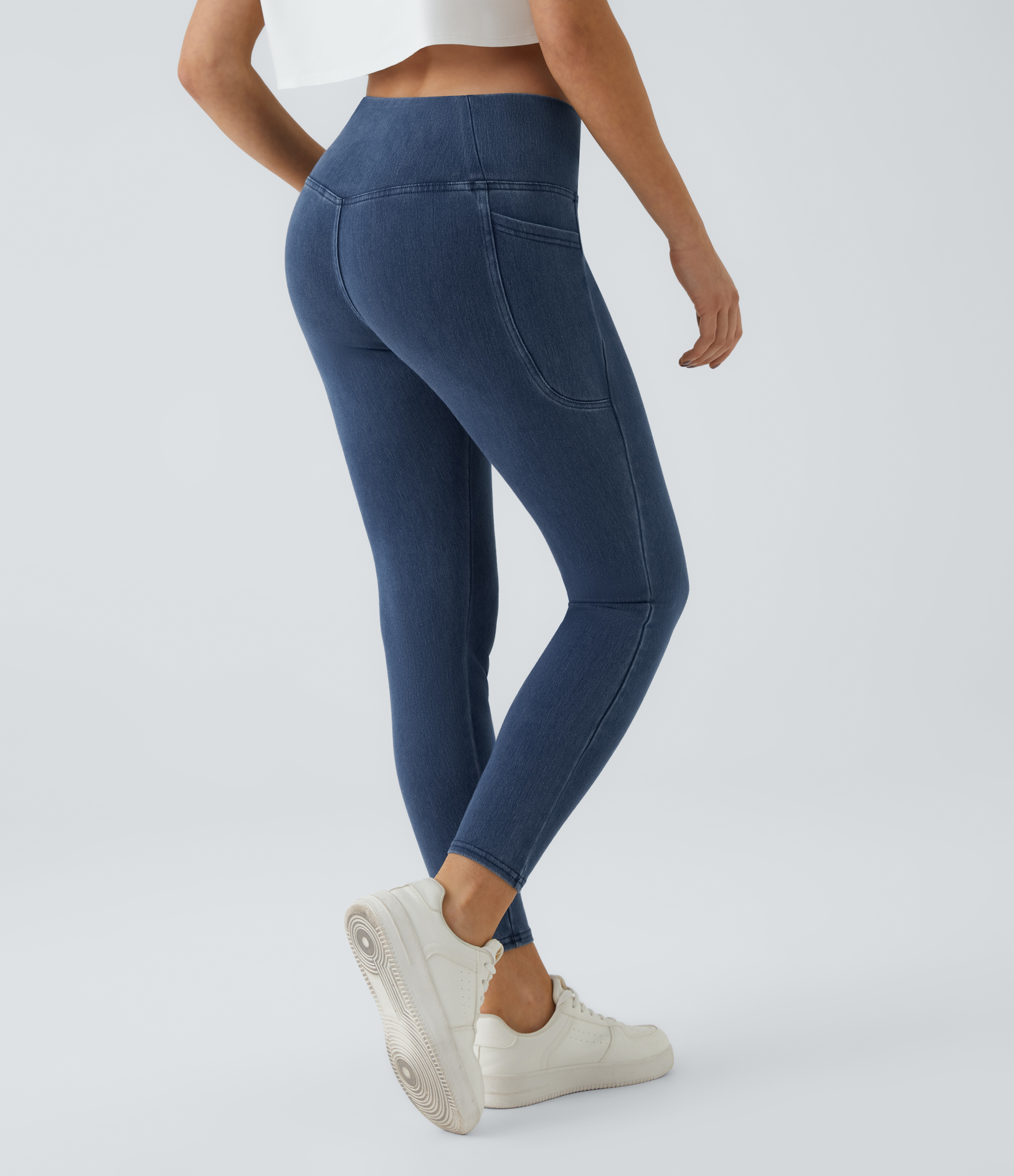 FlexCrossover Pocket Washed Denim Work Leggings