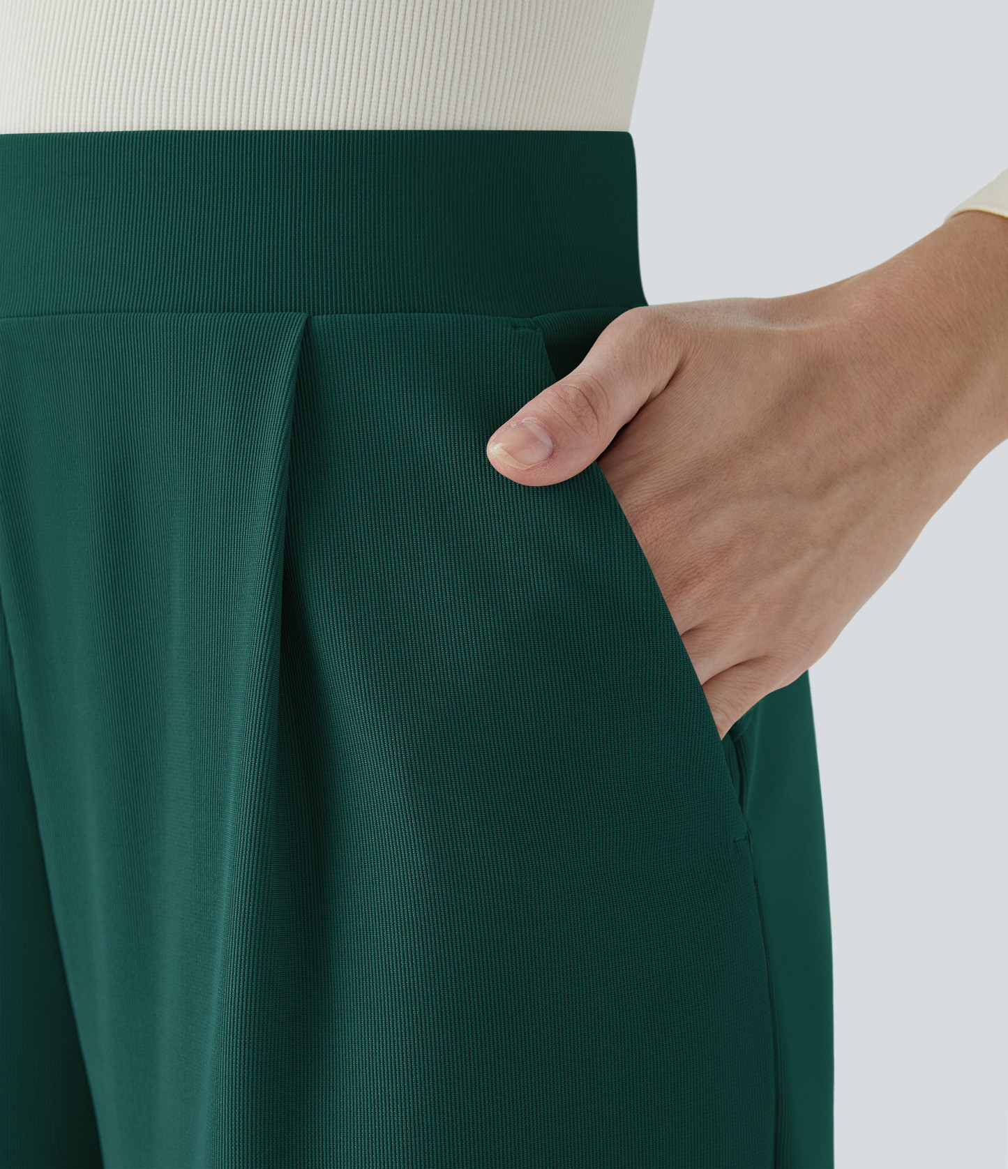 FlexHigh Waisted Body Sculpt Waist-Slimming Pocket Wide Leg Micro Waffle Work Pants