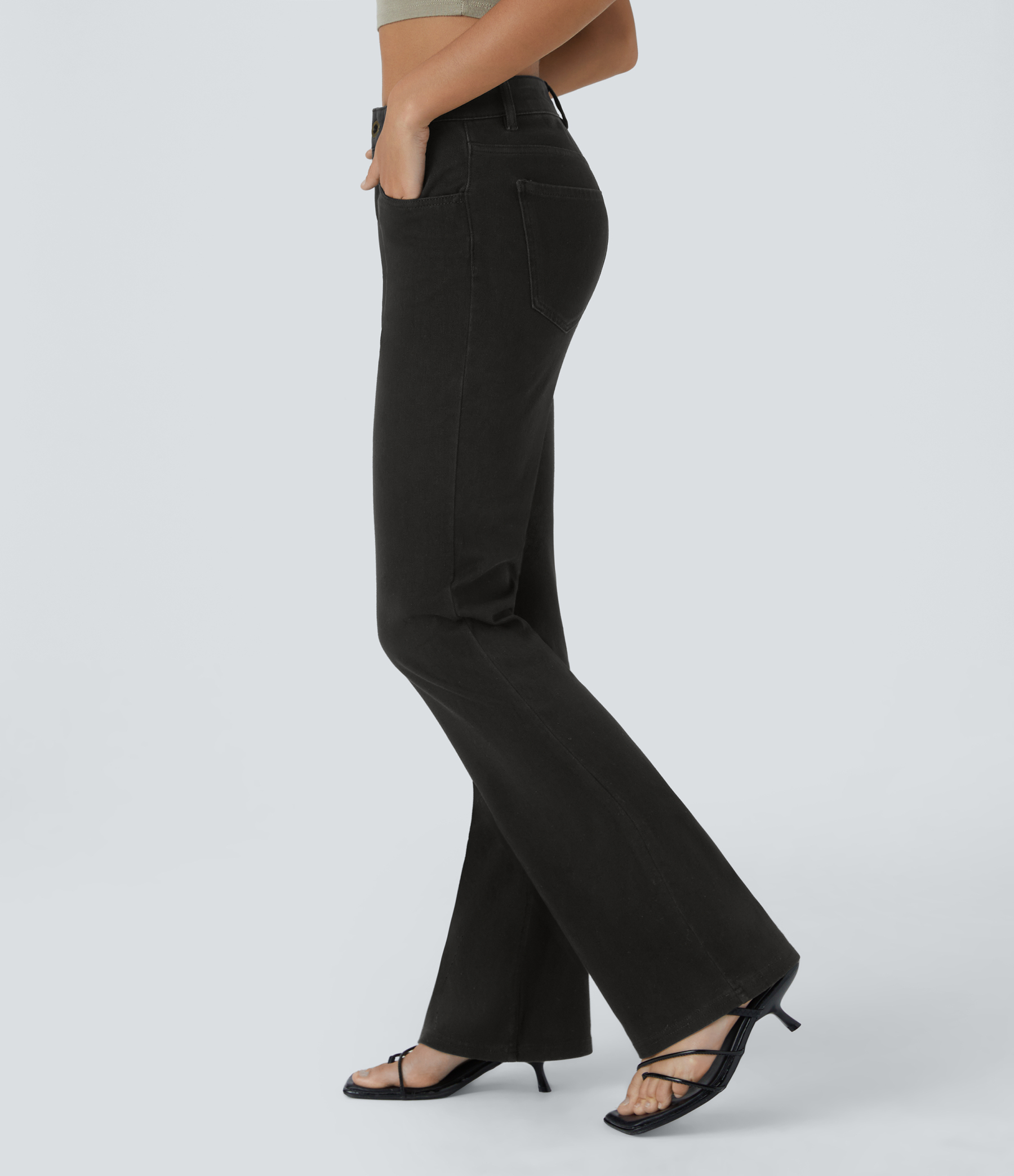 FlexMid Rise Pockets Casual Bootcut Jeans