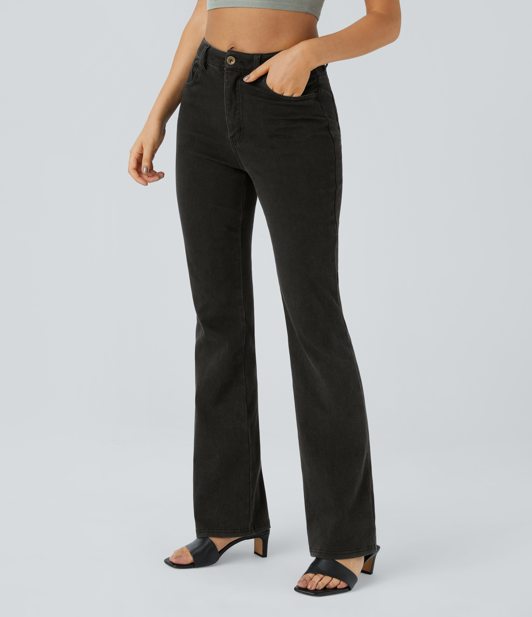 FlexMid Rise Pockets Casual Bootcut Jeans