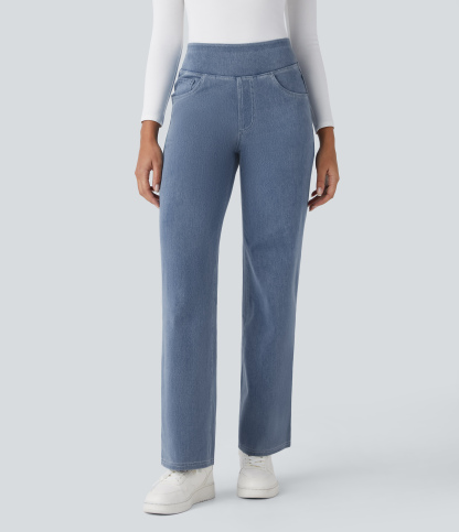 FlexHigh Waisted Pockets Straight Leg Work Jeans