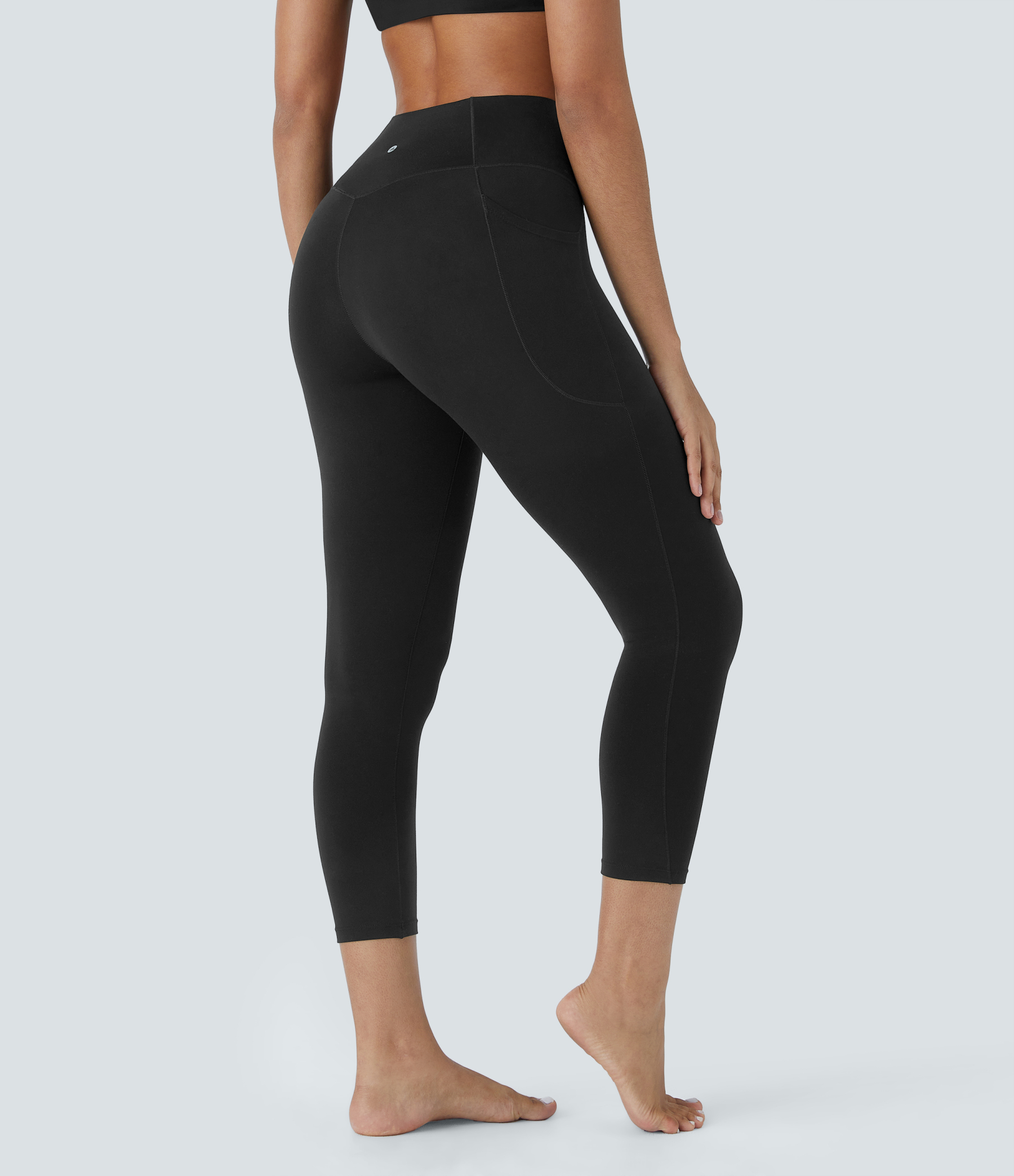 SoftlyZeroHigh Waisted Crossover Pocket Capri Yoga Leggings-UPF50+