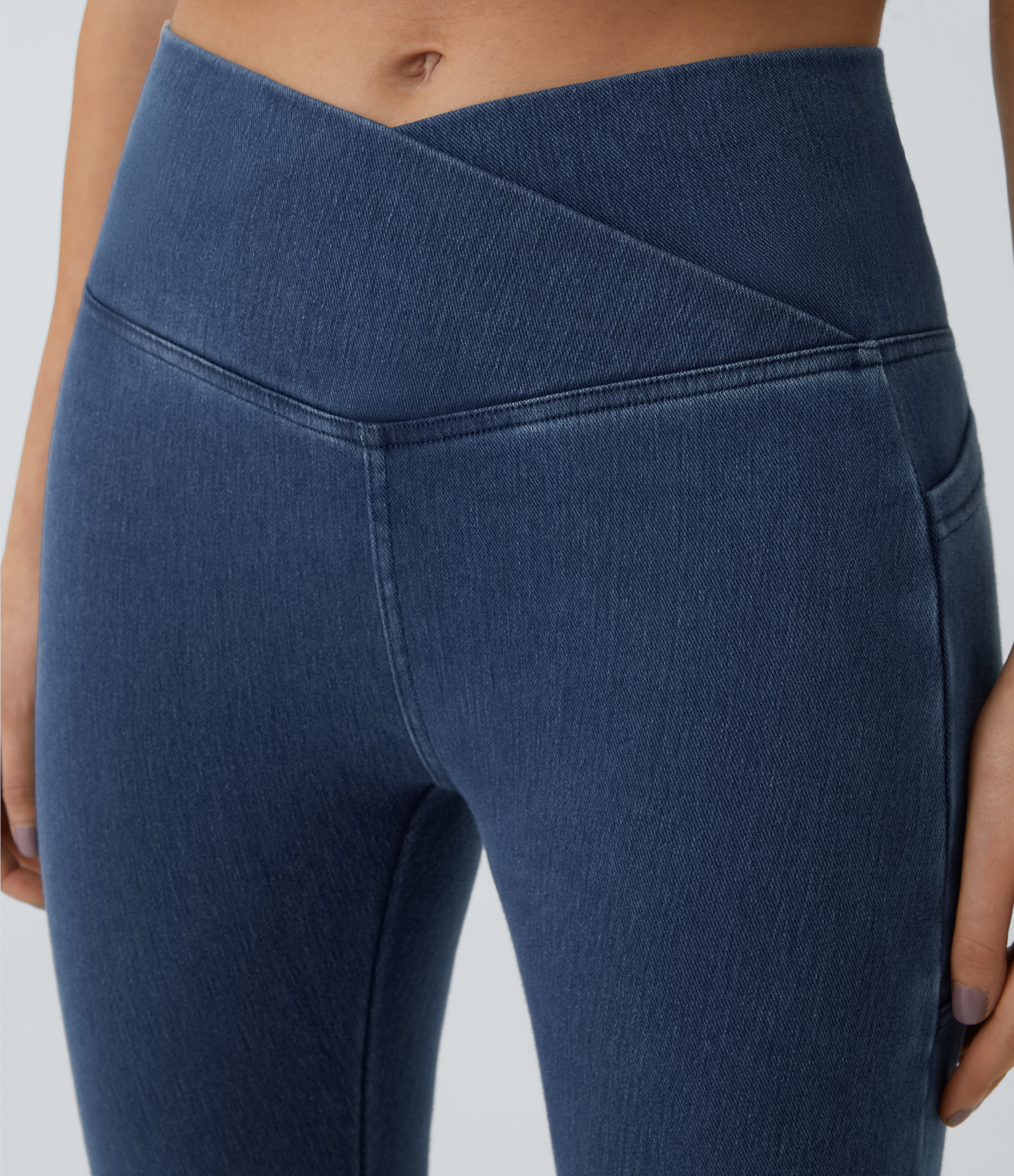 FlexCrossover Pocket Washed Denim Work Leggings