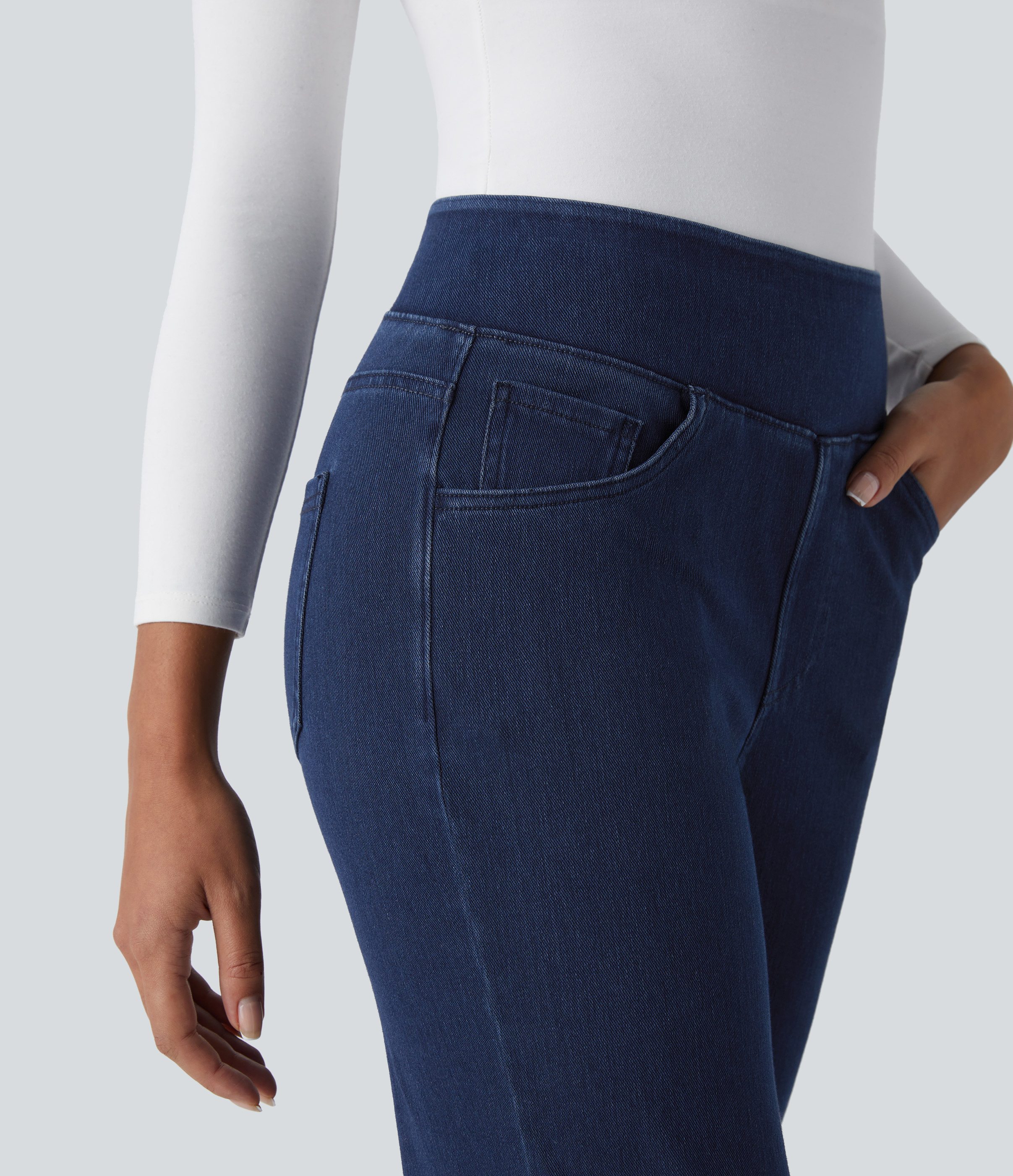 FlexHigh Waisted Pockets Straight Leg Work Jeans