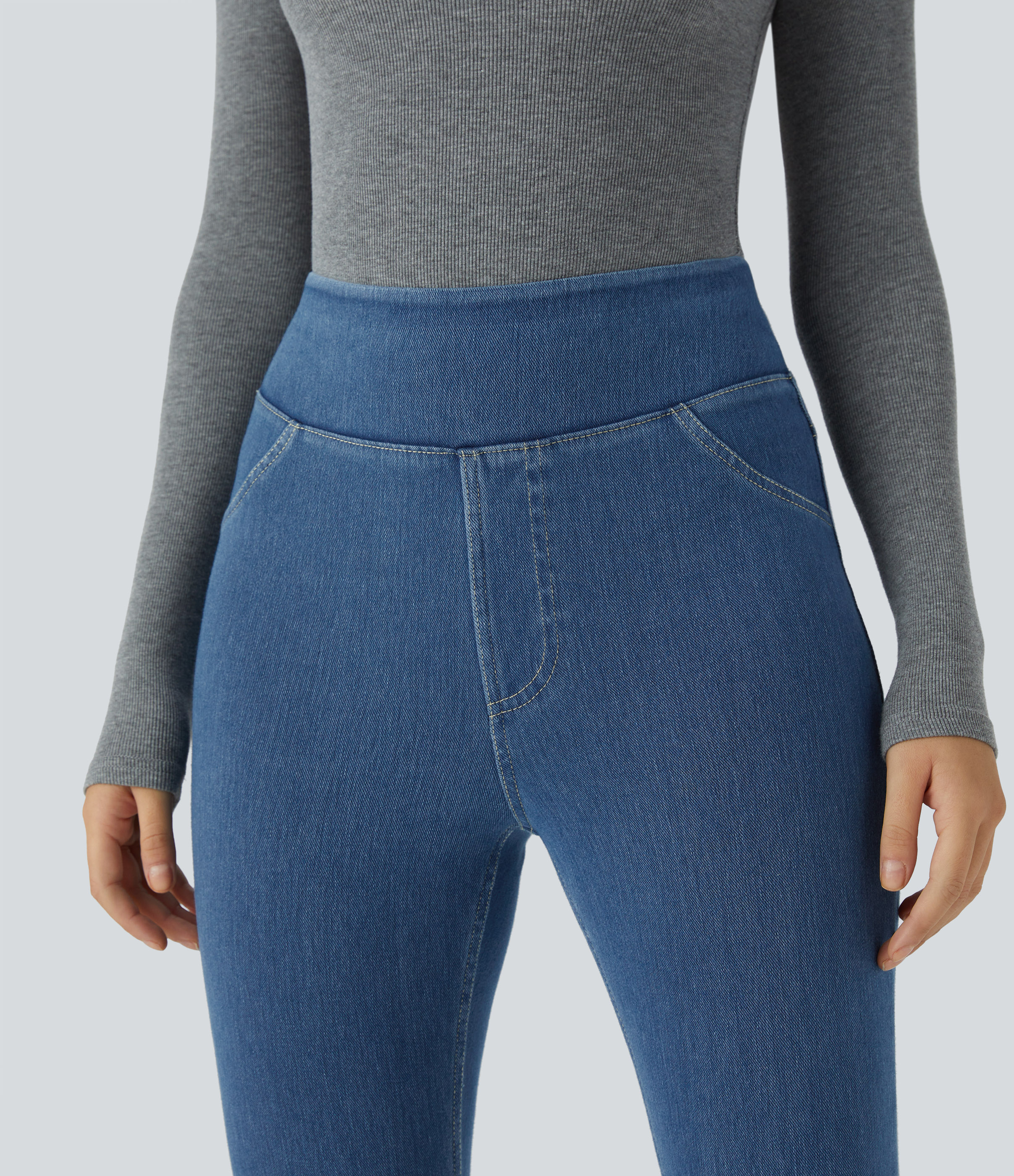 FlexHigh Waisted Pocket Denim Casual Leggings