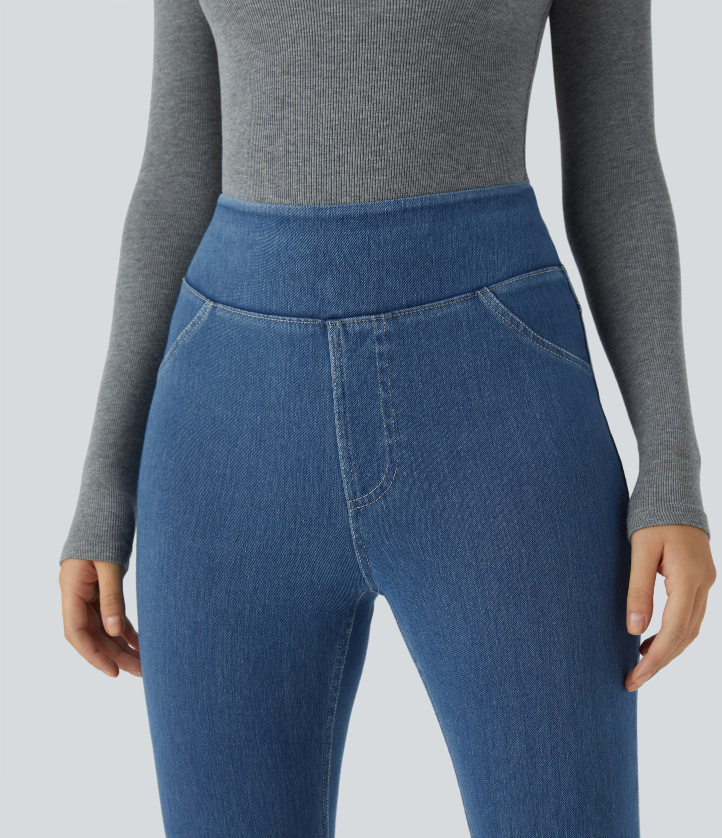 FlexHigh Waisted Pocket Denim Casual Leggings