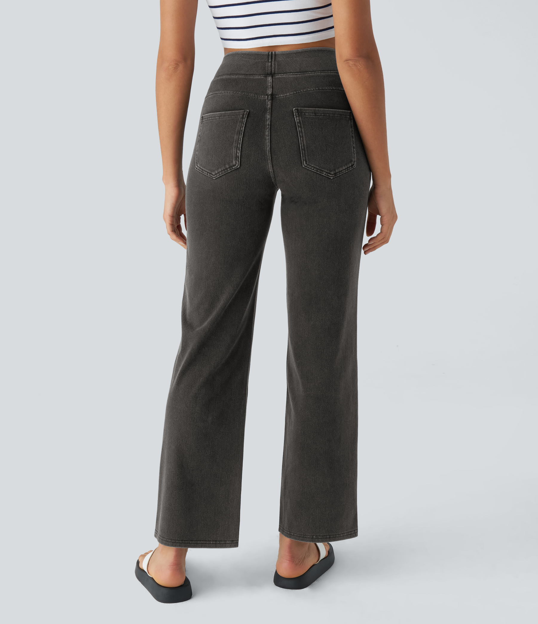 FlexHigh Waisted Pockets Straight Leg Work Jeans