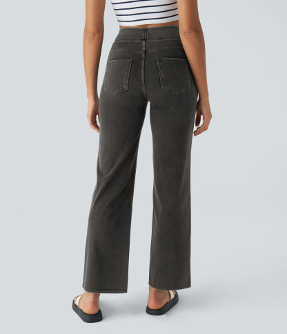 FlexHigh Waisted Pockets Straight Leg Work Jeans