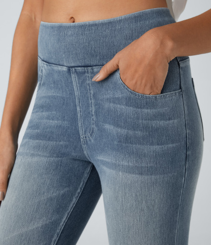 FlexHigh Waisted Pockets Denim Casual Leggings