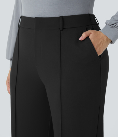FlexHigh Waisted Zipper Pocket Straight Leg Plus Size Work Pants