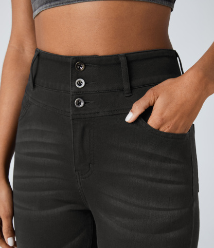 FlexHigh Waisted Zipper Pockets Casual Skinny Jeans