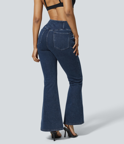 FlexHigh Waisted Crossover Pocket Washed Casual Jeans