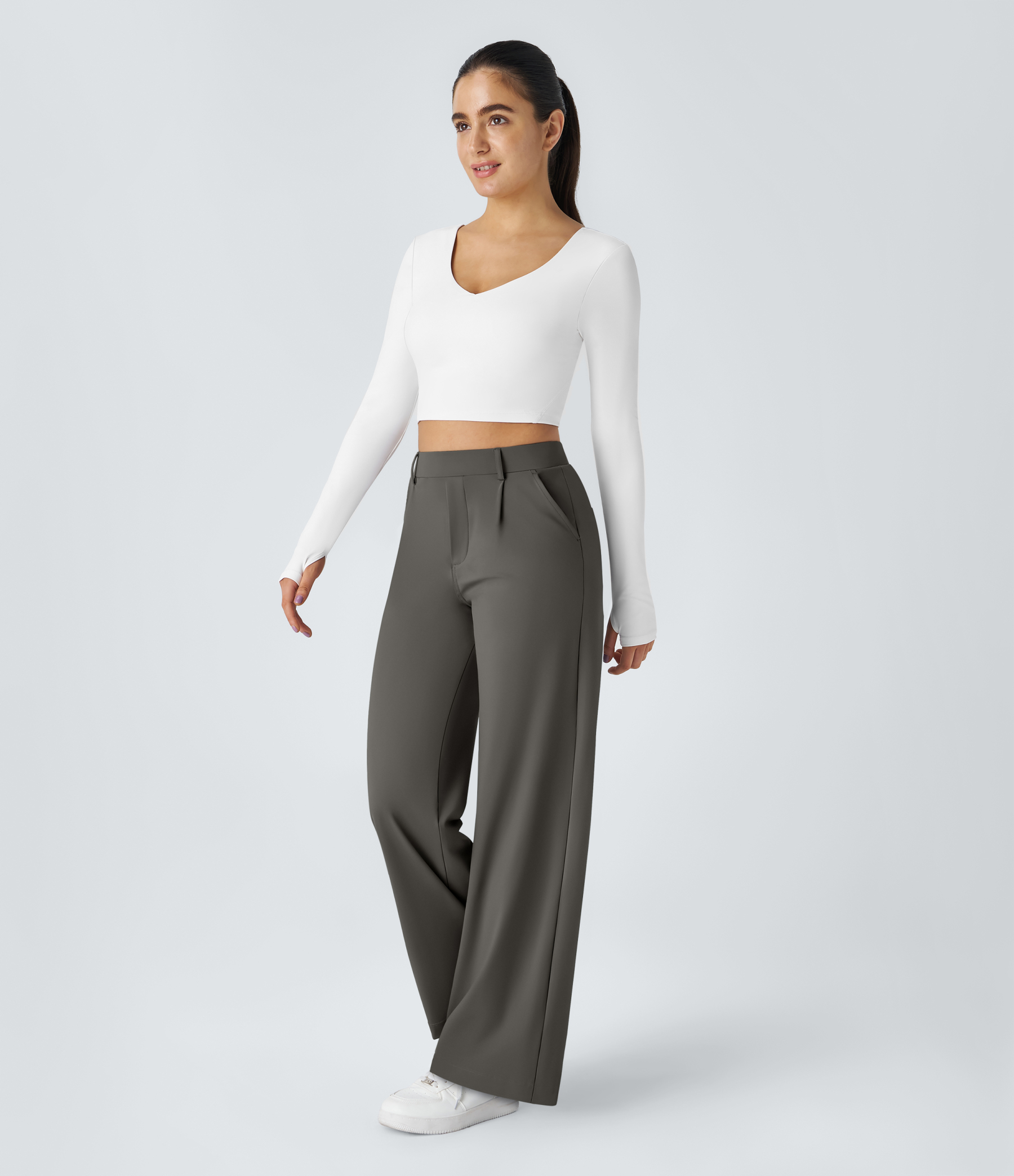 FlexHigh Waisted Pocket Straight Leg Work Pants