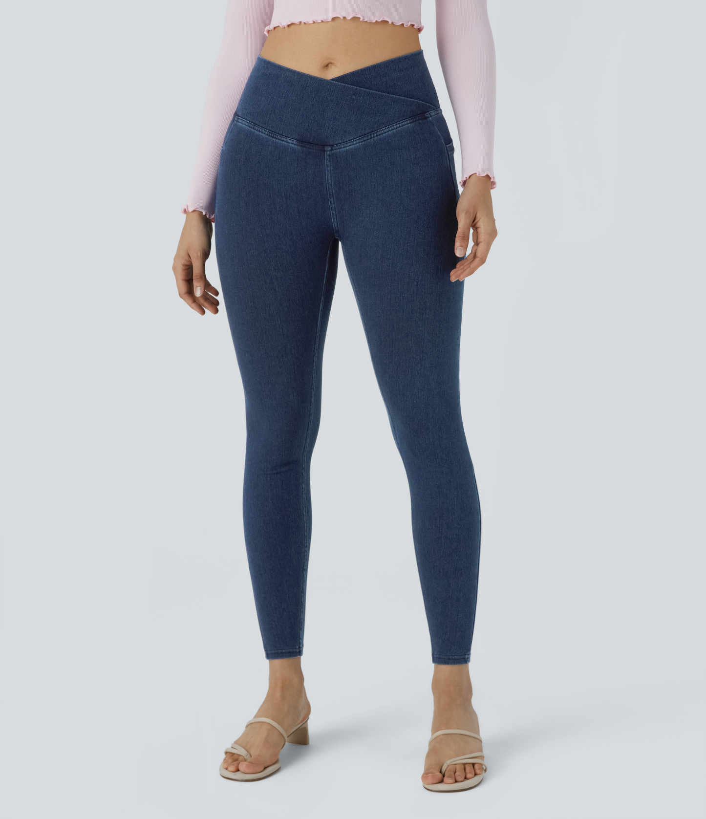 FlexCrossover Pocket Washed Denim Work Leggings