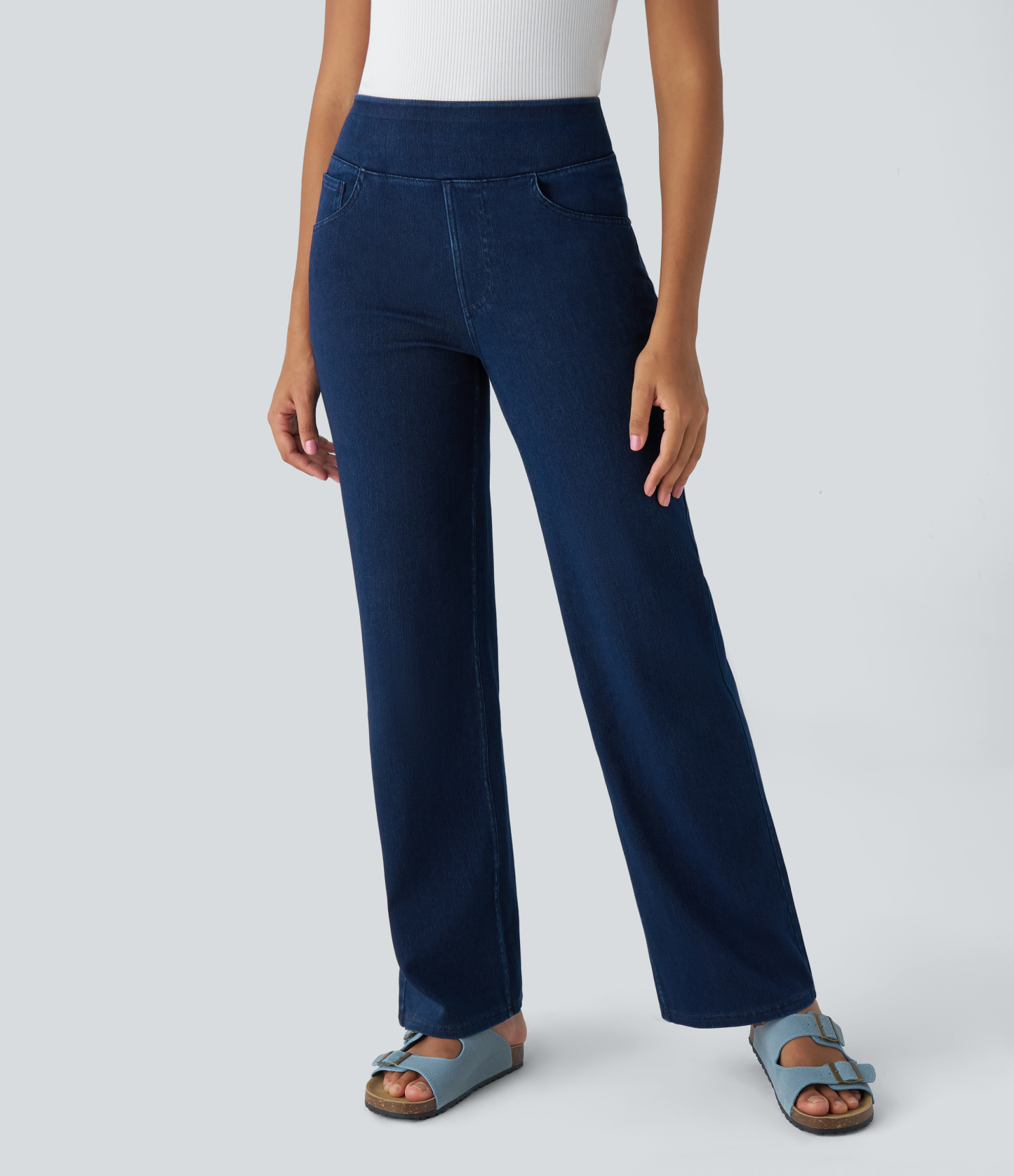 FlexHigh Waisted Pockets Straight Leg Work Jeans