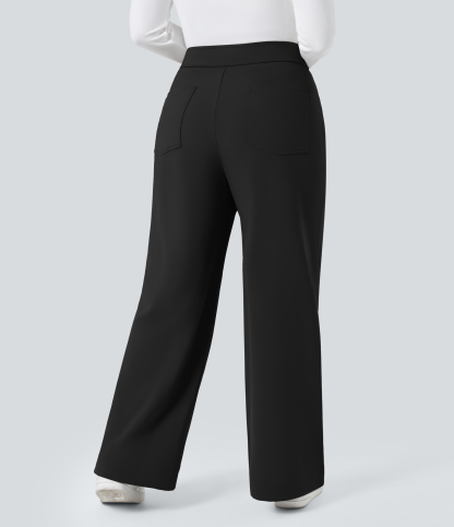 SoftlyZeroPlush Thermal High Waisted Pockets Straight Leg Casual Plus Size Pants