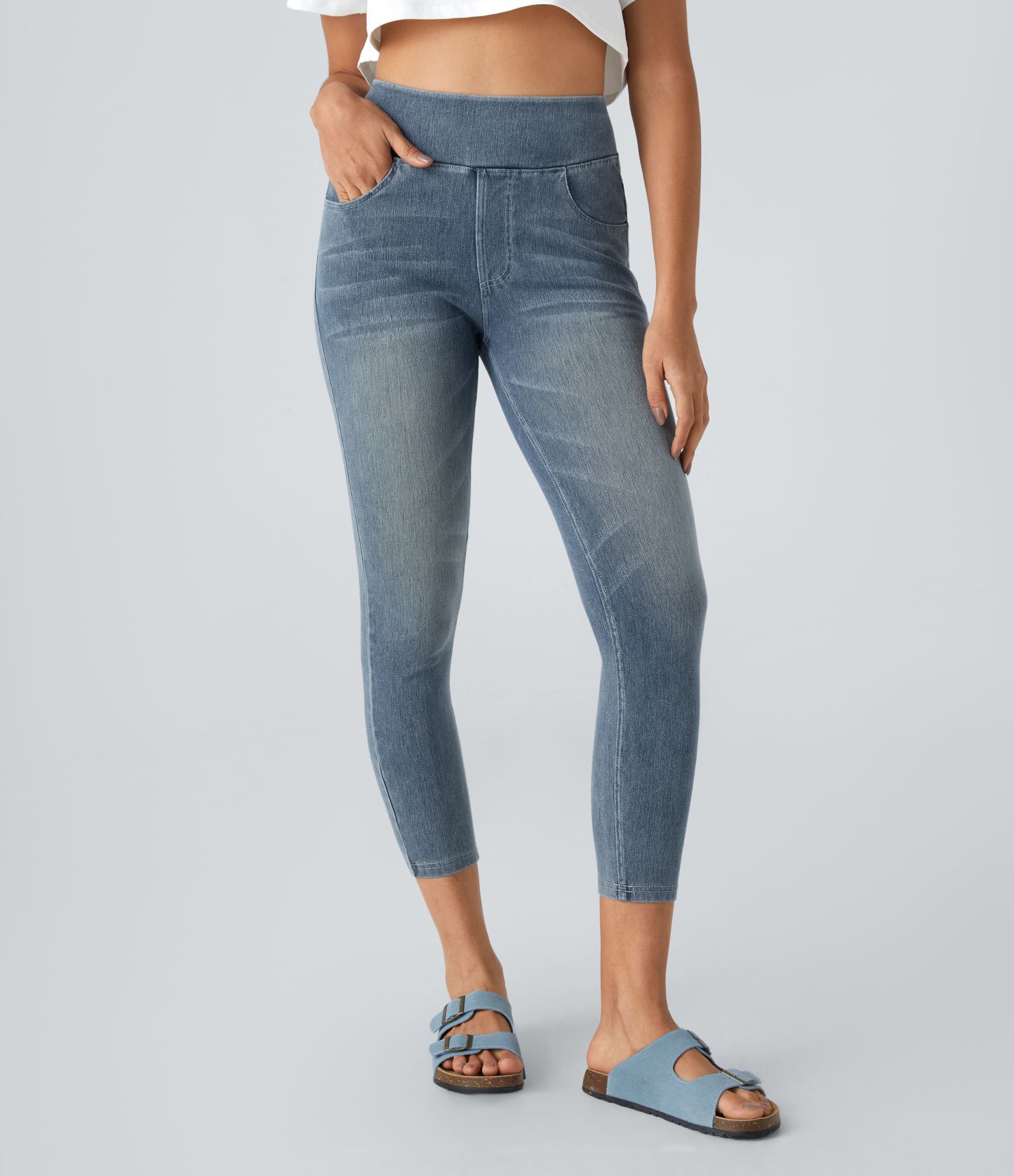 FlexHigh Waisted Pockets Denim Casual Leggings