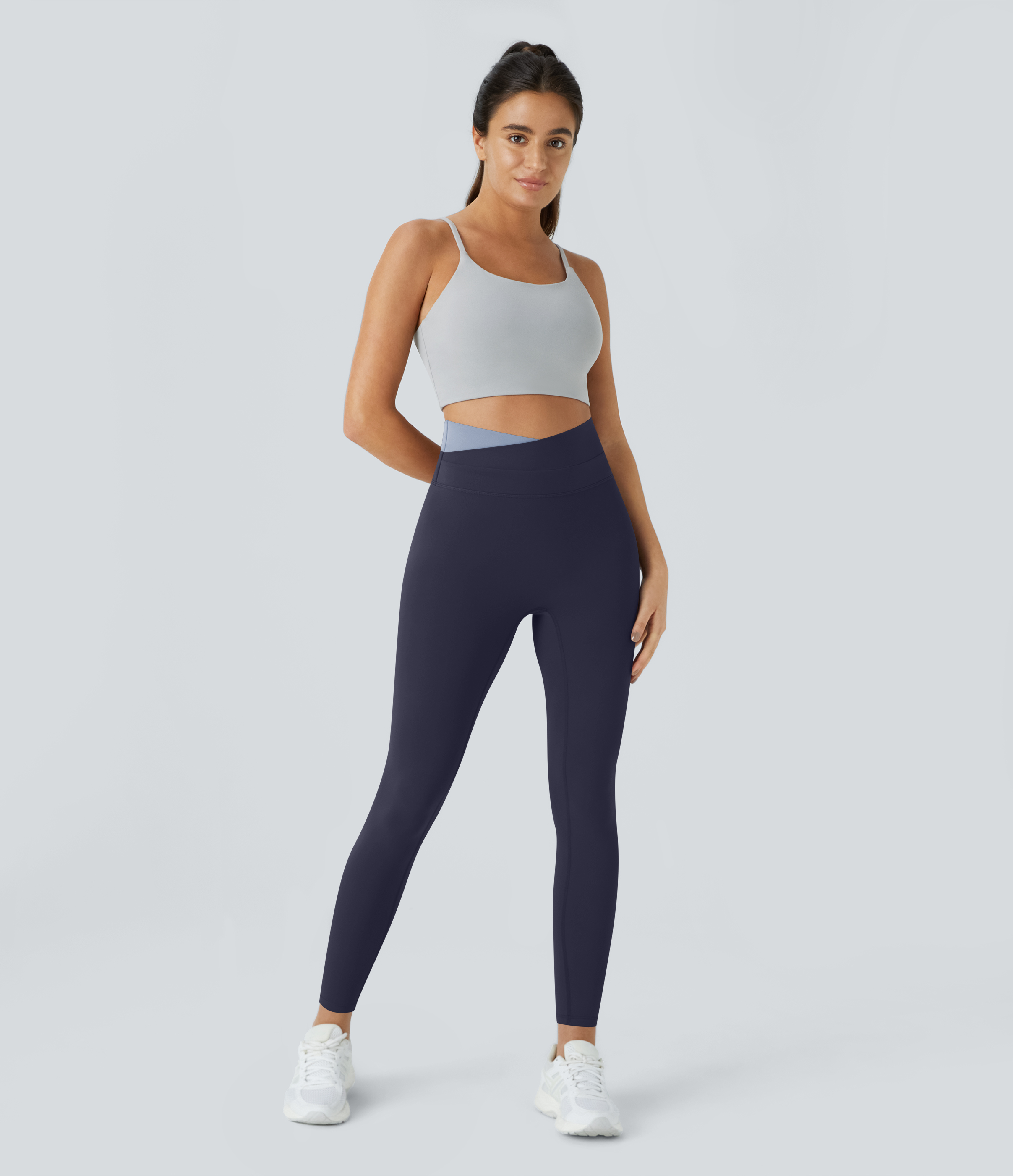SoftlyZeroCrossover Color Block Leggings-UPF50+