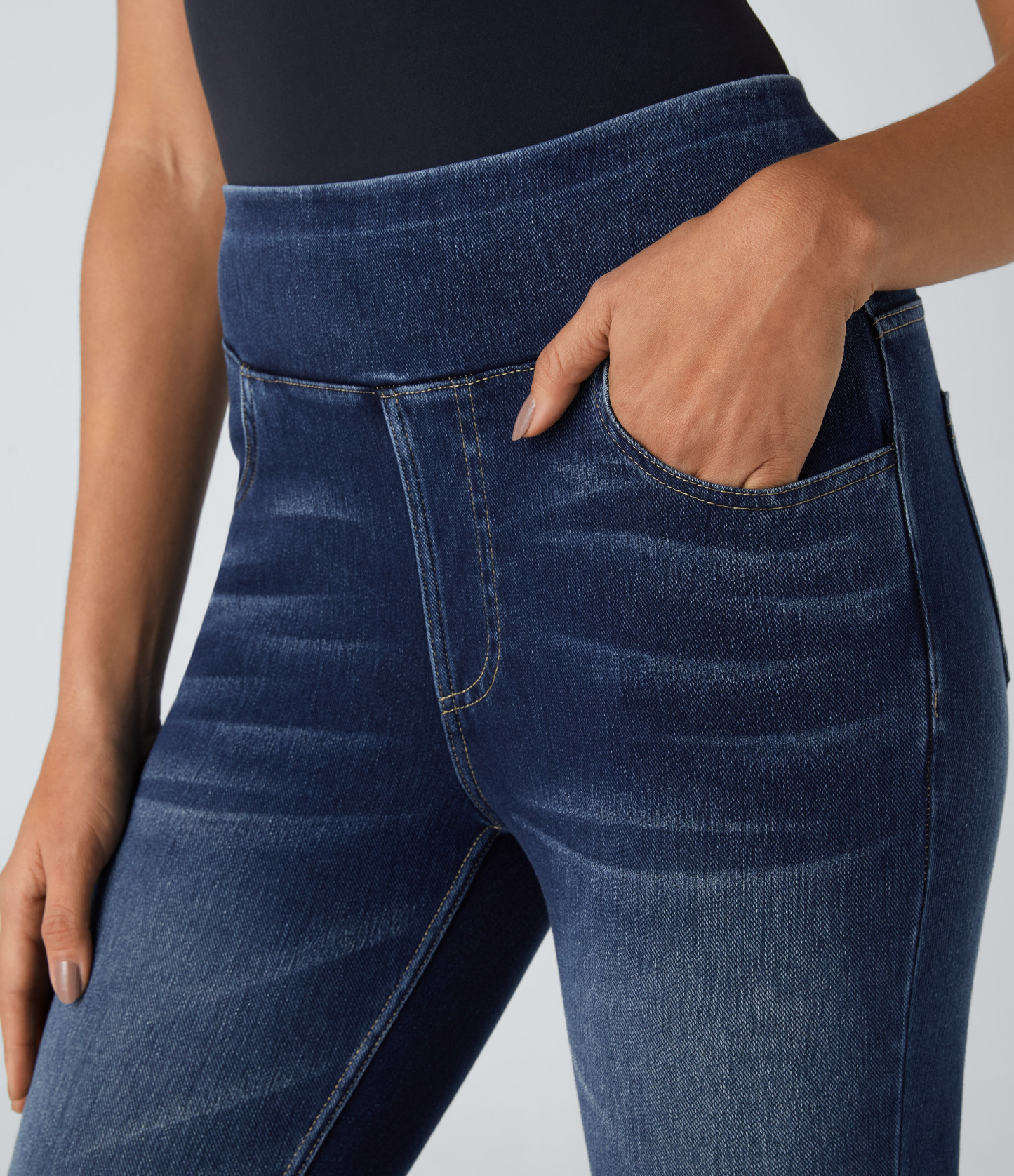 FlexHigh Waisted Pockets Denim Casual Leggings