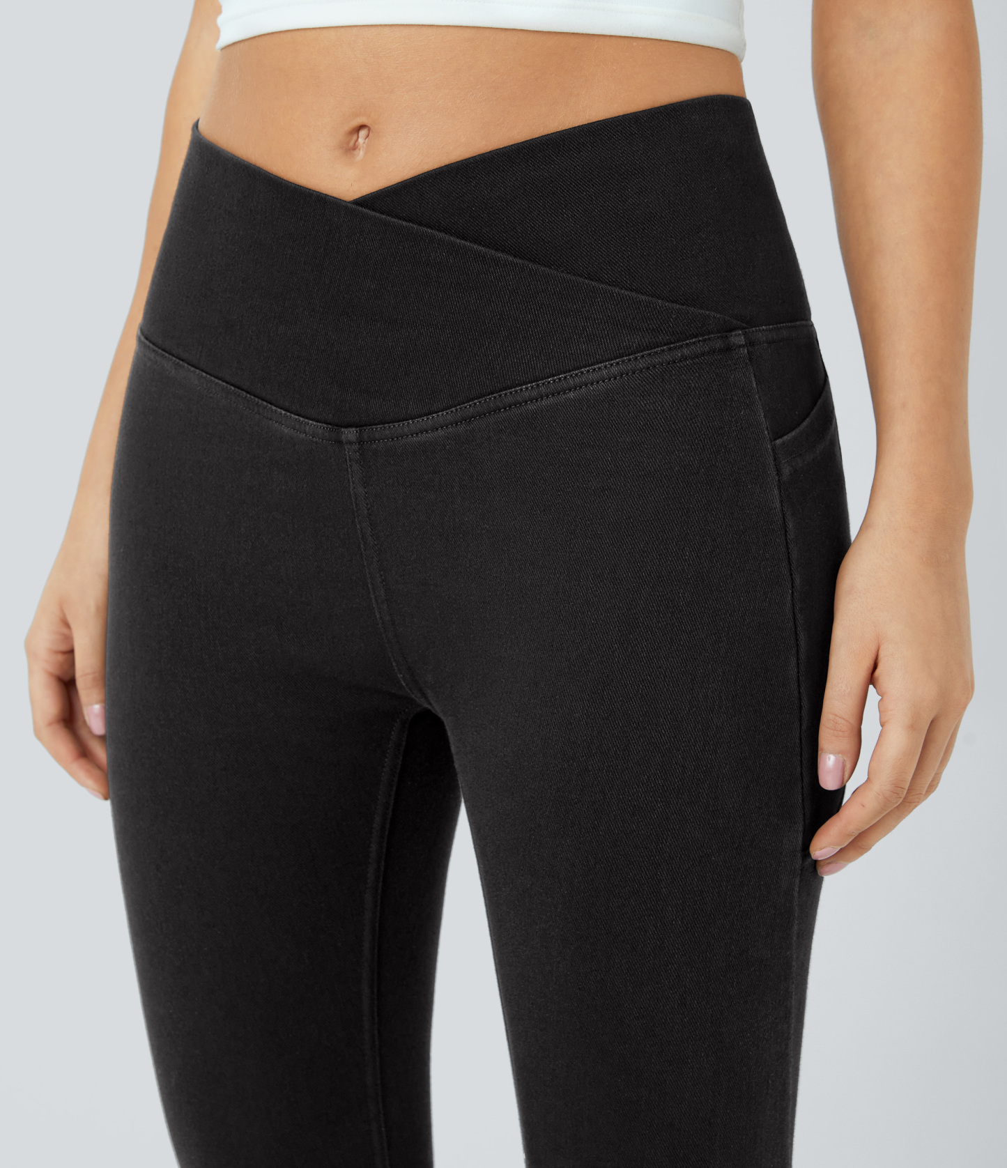 FlexCrossover Pocket Washed Denim Work Leggings