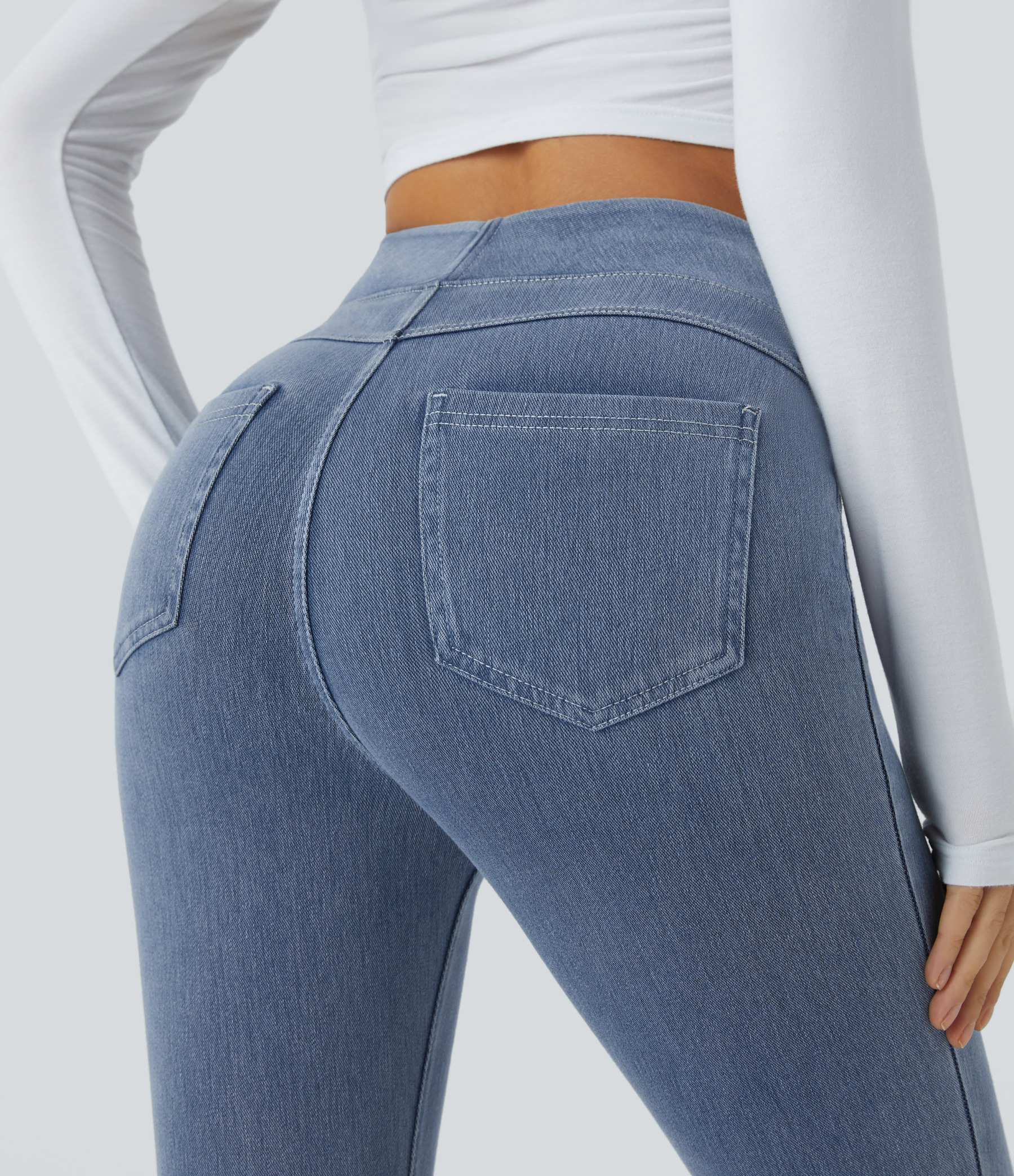 FlexHigh Waisted Pocket Denim Casual Leggings
