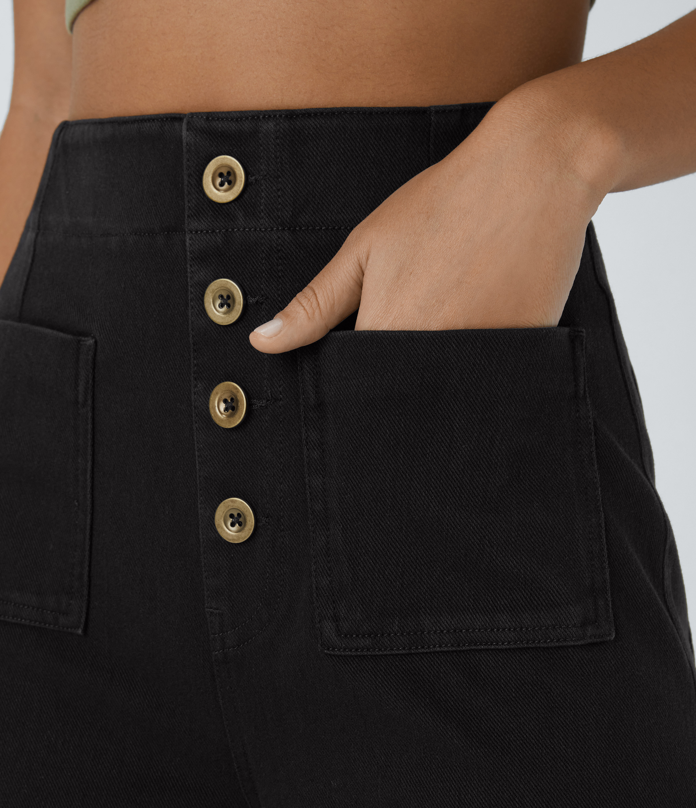 FlexHigh Waisted Pockets Washed Casual Wide Leg Jeans