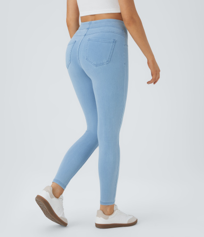 FlexHigh Waisted Pocket Denim Casual Leggings