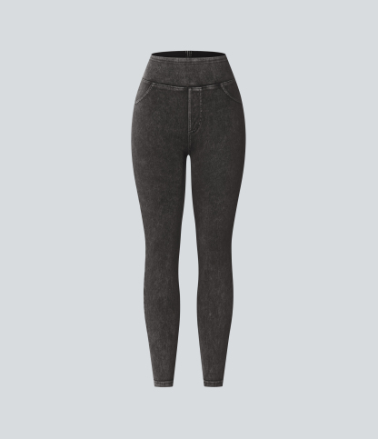 FlexHigh Waisted Pocket Denim Casual Leggings