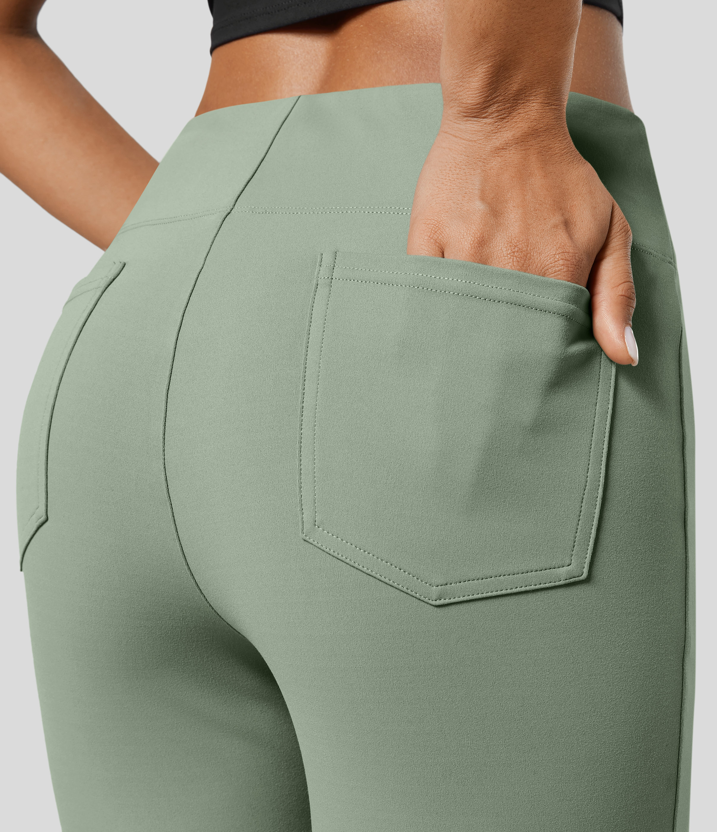 FlexHigh Waisted Back Side Pocket Slight Flare Work Pants