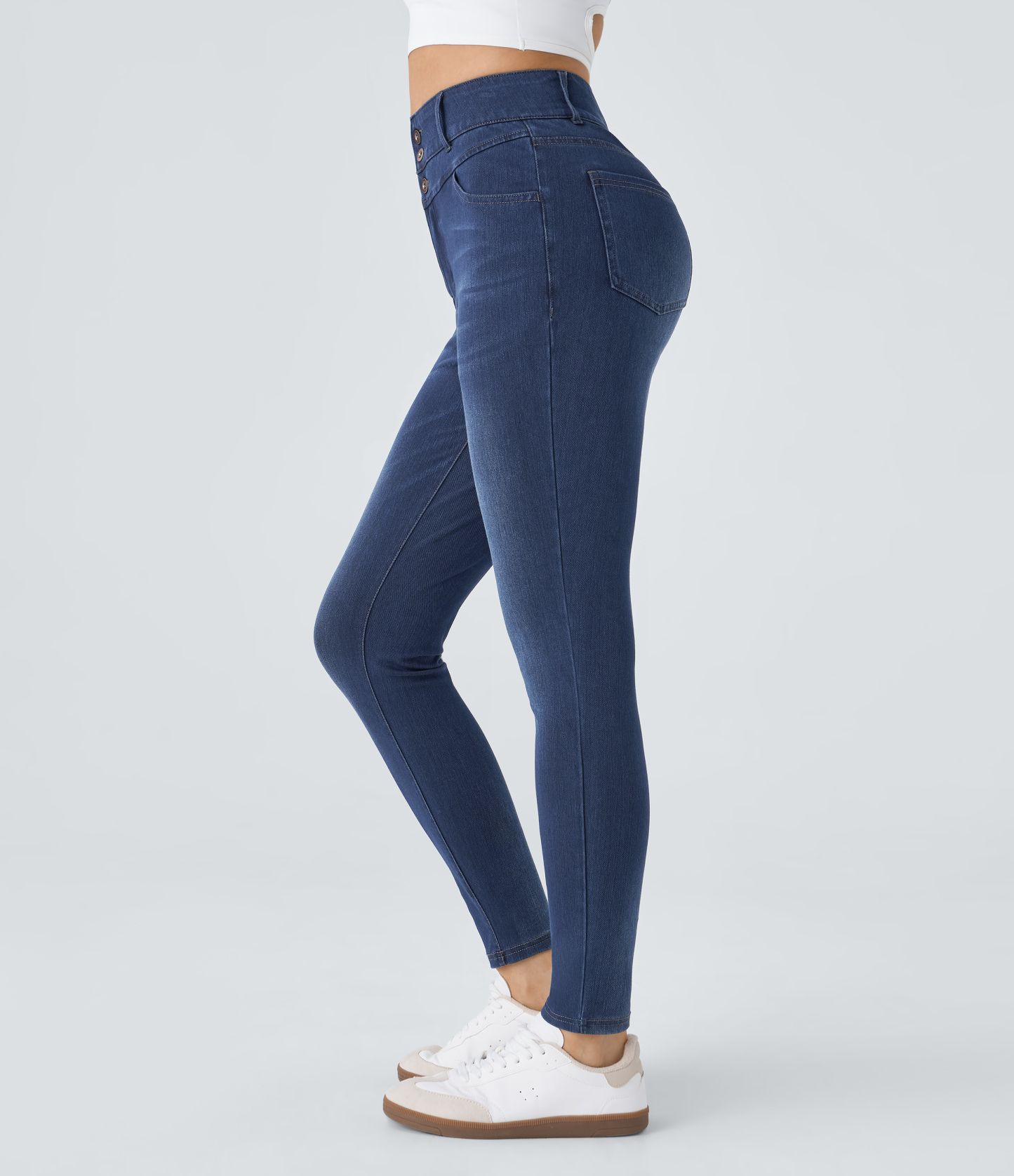 FlexHigh Waisted Zipper Pockets Casual Skinny Jeans