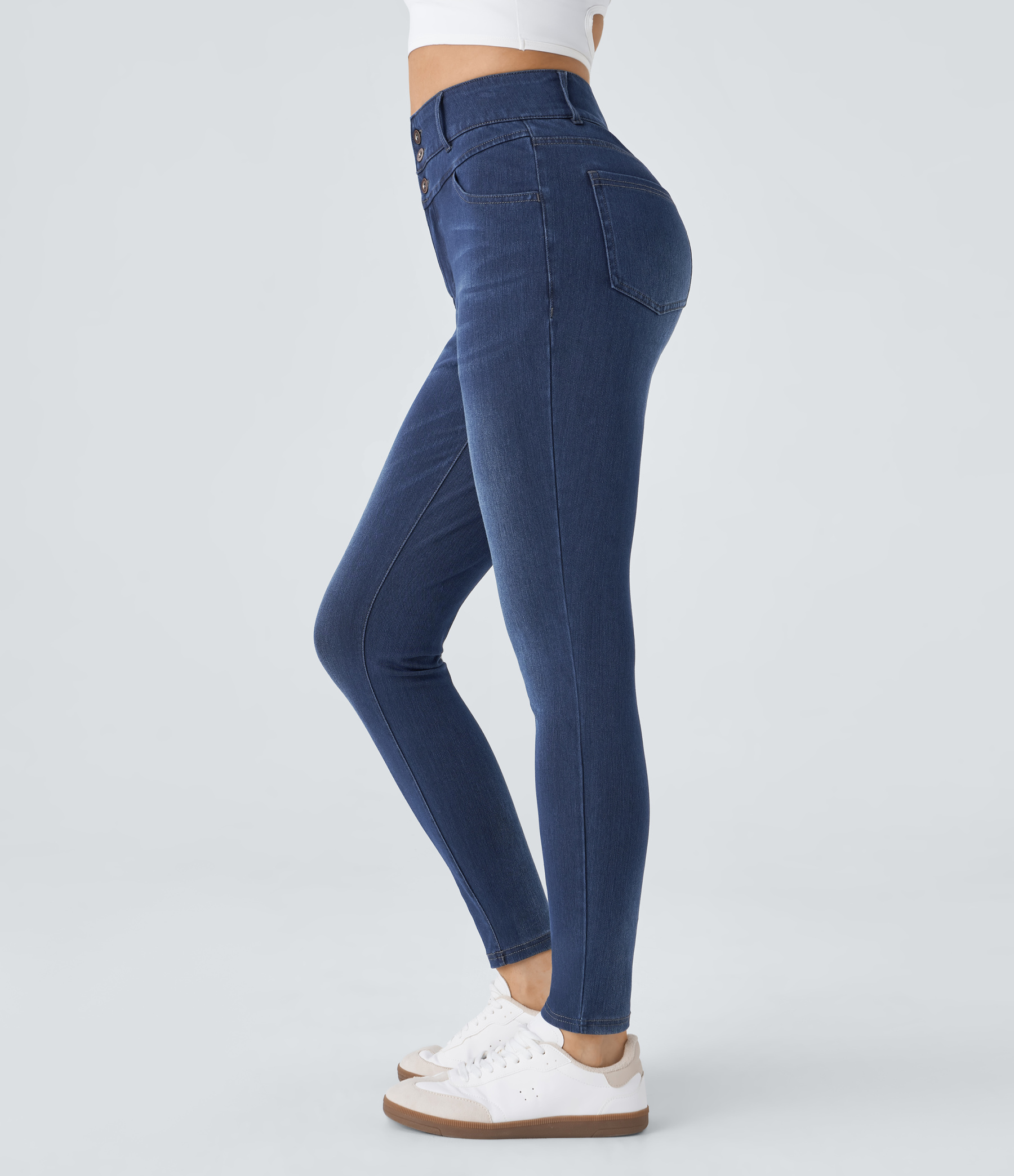 FlexHigh Waisted Zipper Pockets Casual Skinny Jeans