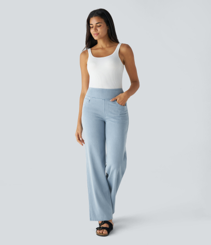 FlexHigh Waisted Pockets Straight Leg Work Jeans