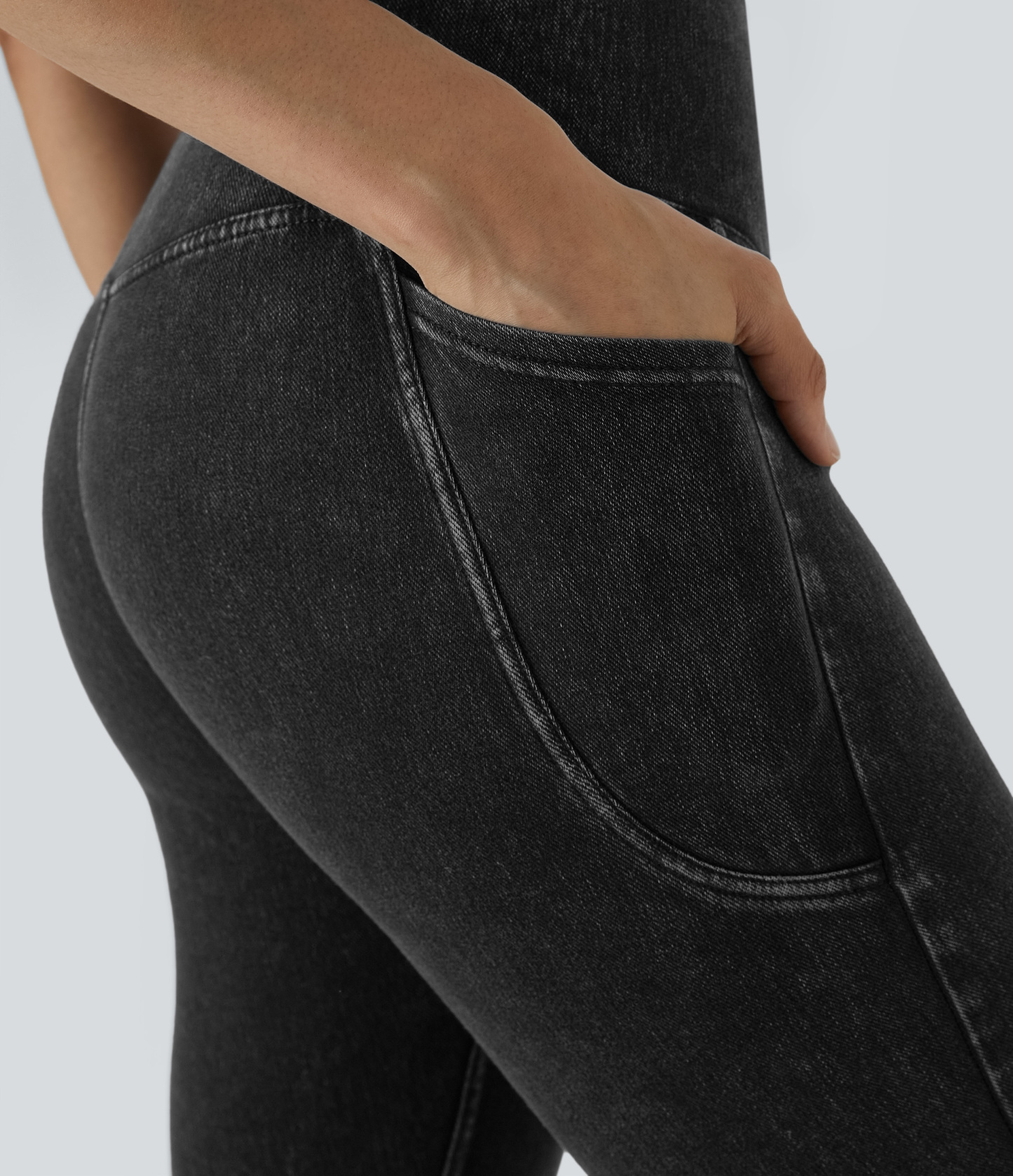 FlexCrossover Pocket Washed Denim Work Leggings
