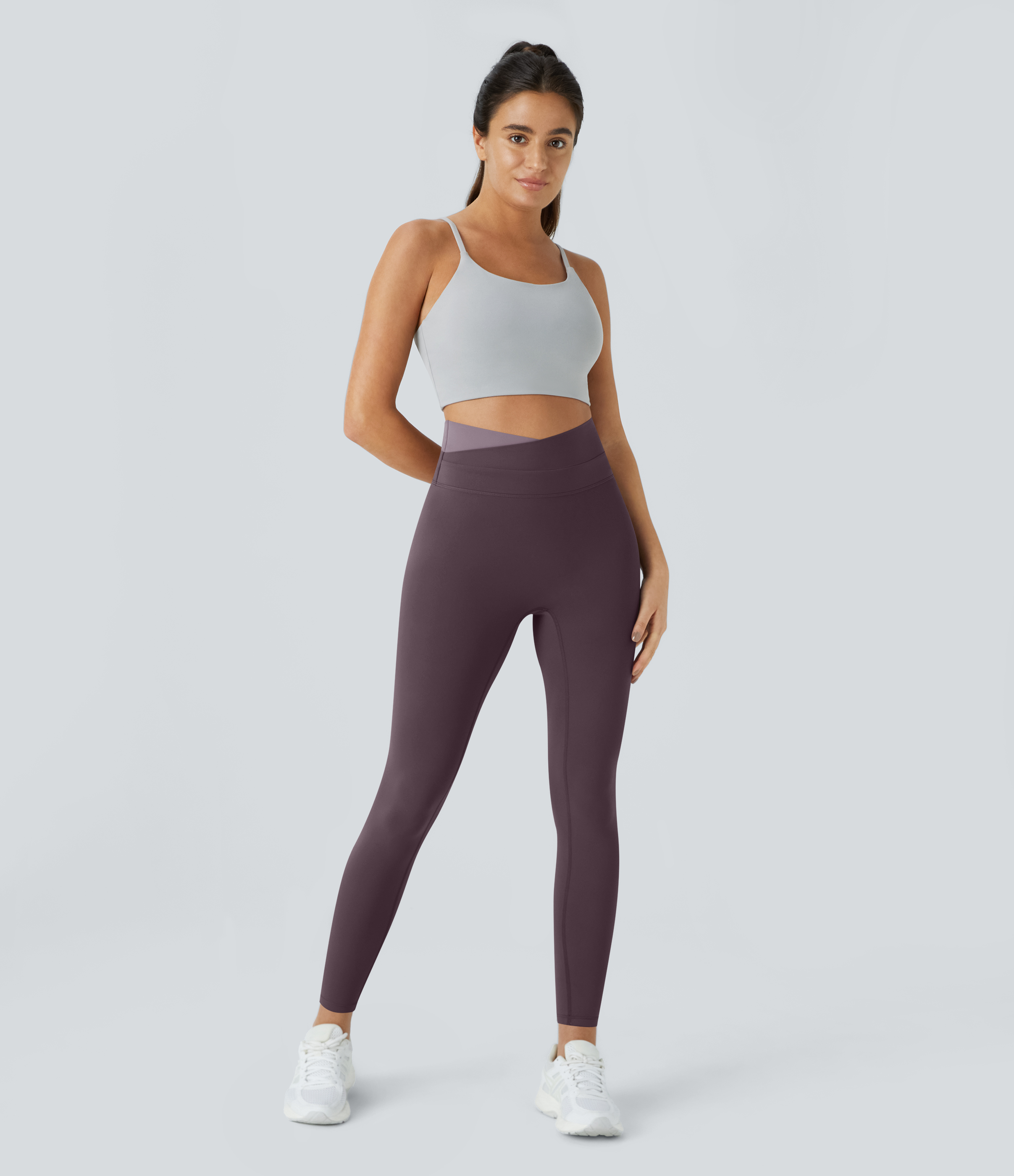 SoftlyZeroCrossover Color Block Leggings-UPF50+