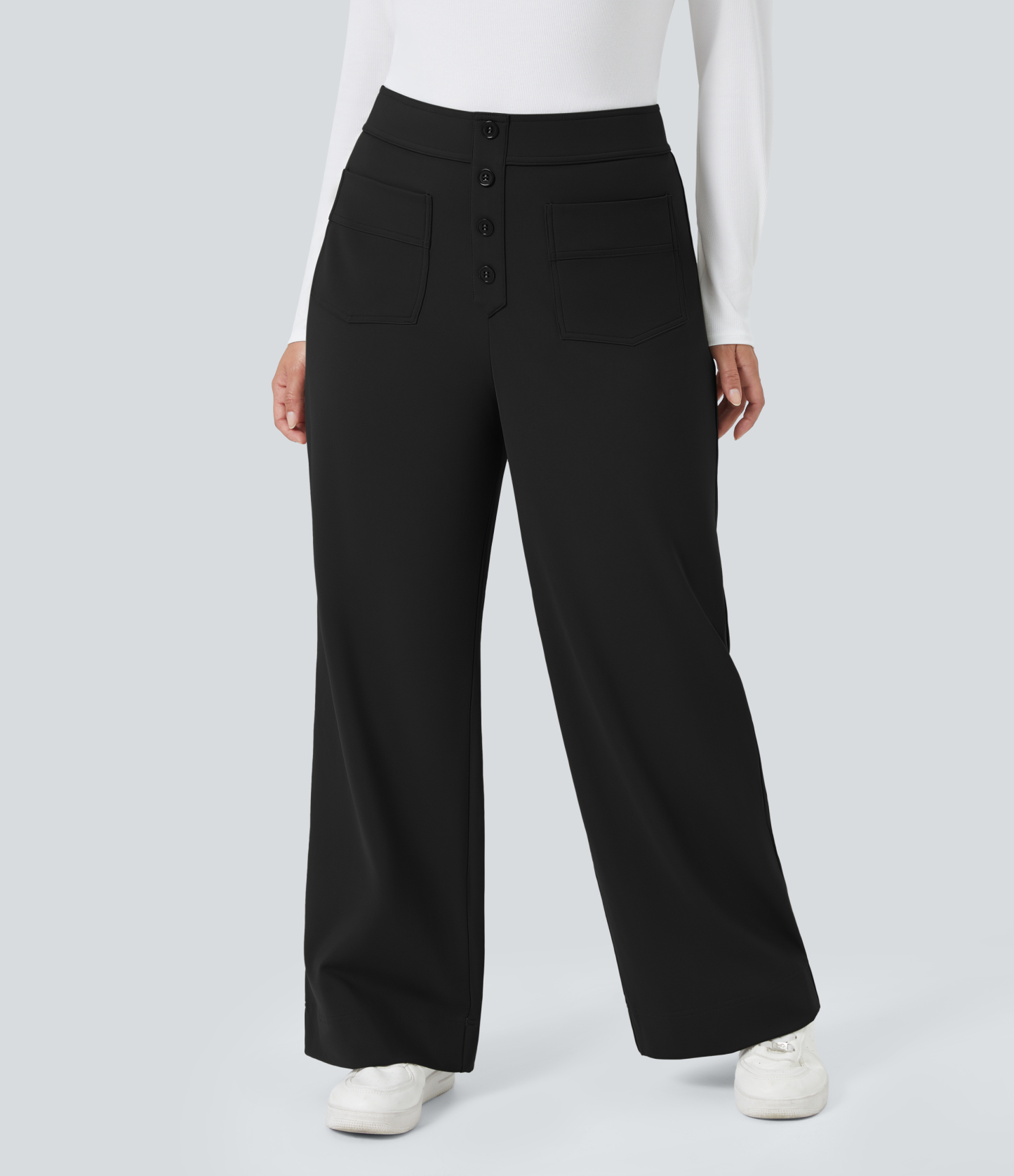 SoftlyZeroPlush Thermal High Waisted Pockets Straight Leg Casual Plus Size Pants