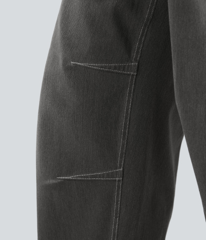 FlexMid Rise Pockets Barrel Leg Casual Jeans