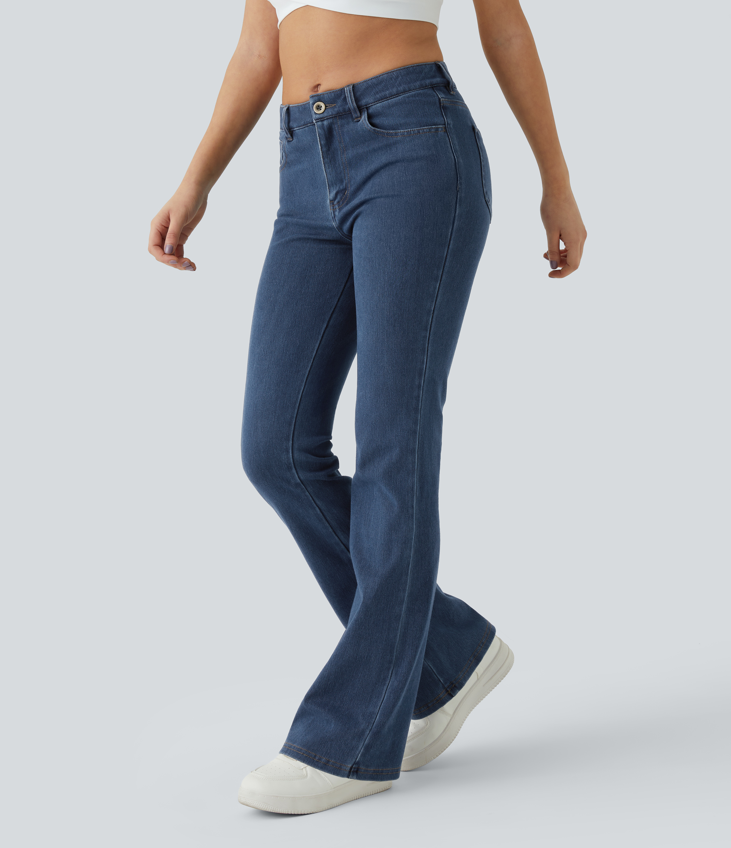 FlexMid Rise Pockets Casual Bootcut Jeans