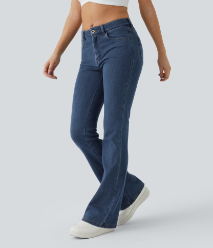 FlexMid Rise Pockets Casual Bootcut Jeans