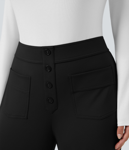 SoftlyZeroPlush Thermal High Waisted Pockets Straight Leg Casual Plus Size Pants