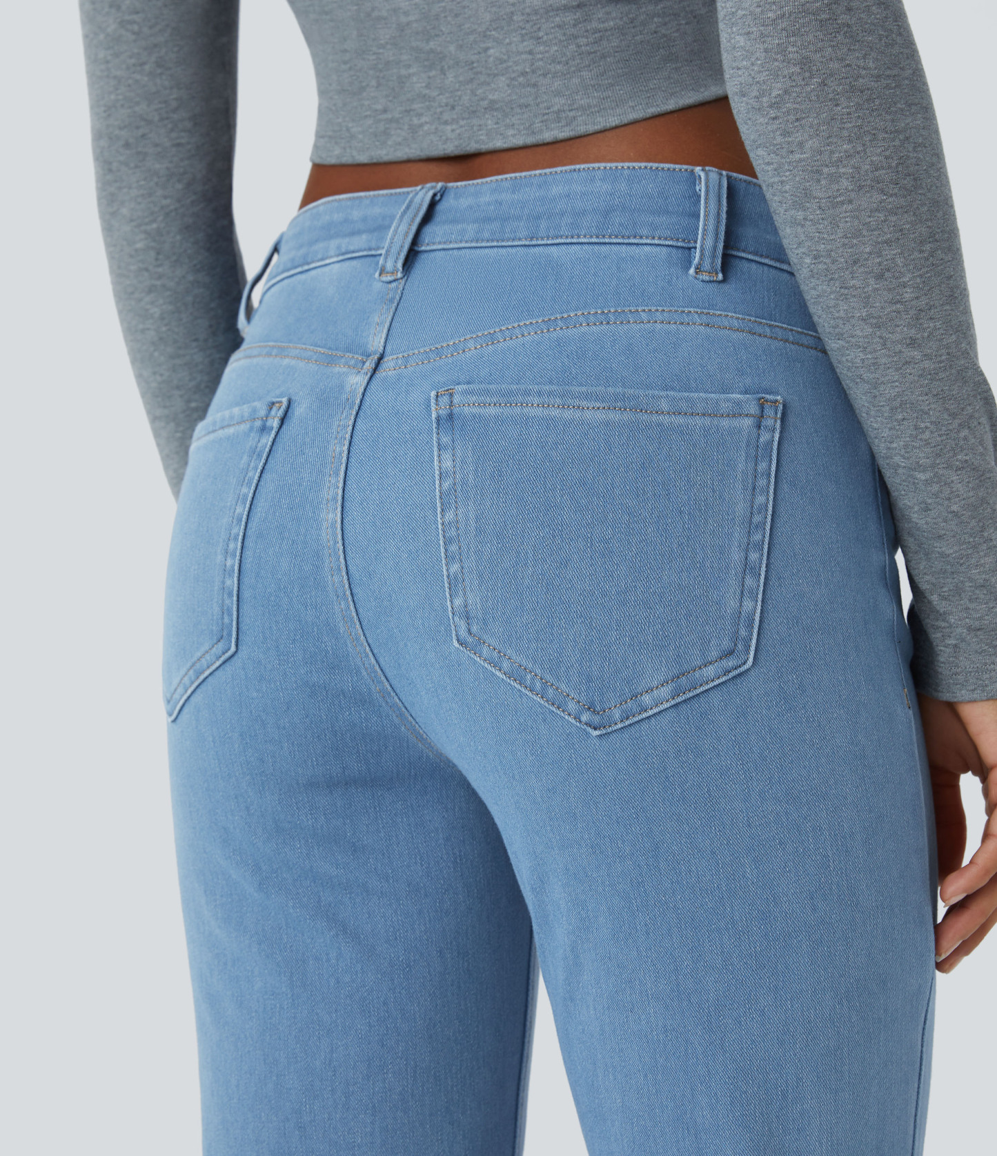 FlexMid Rise Pockets Casual Bootcut Jeans