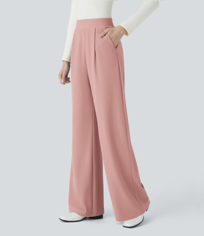 FlexHigh Waisted Body Sculpt Waist-Slimming Pocket Wide Leg Micro Waffle Work Pants