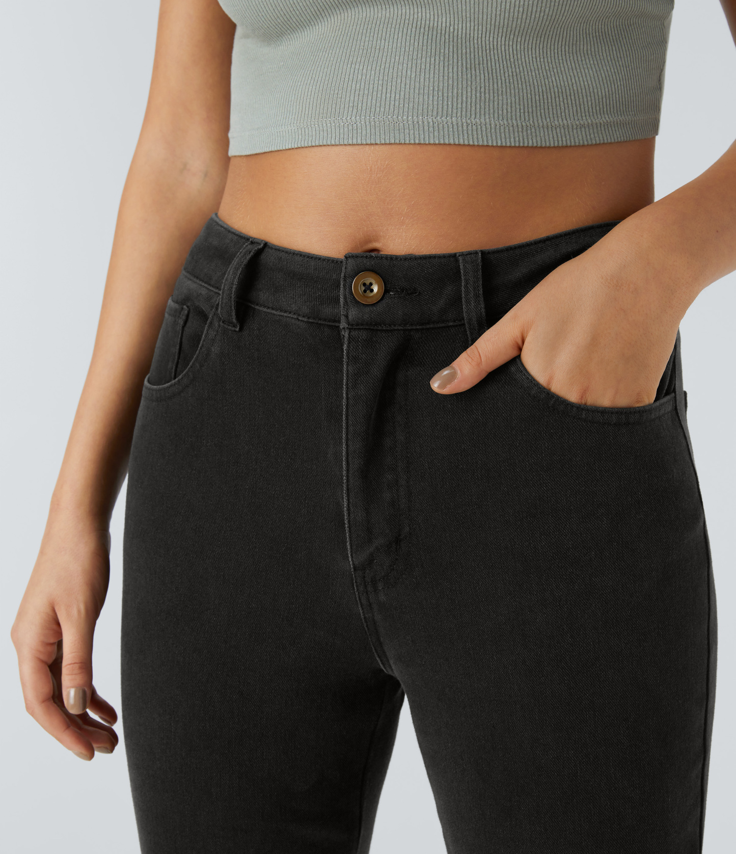 FlexMid Rise Pockets Casual Bootcut Jeans