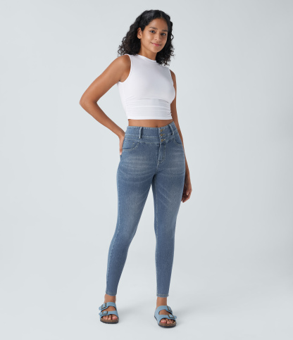 FlexHigh Waisted Zipper Pockets Casual Skinny Jeans