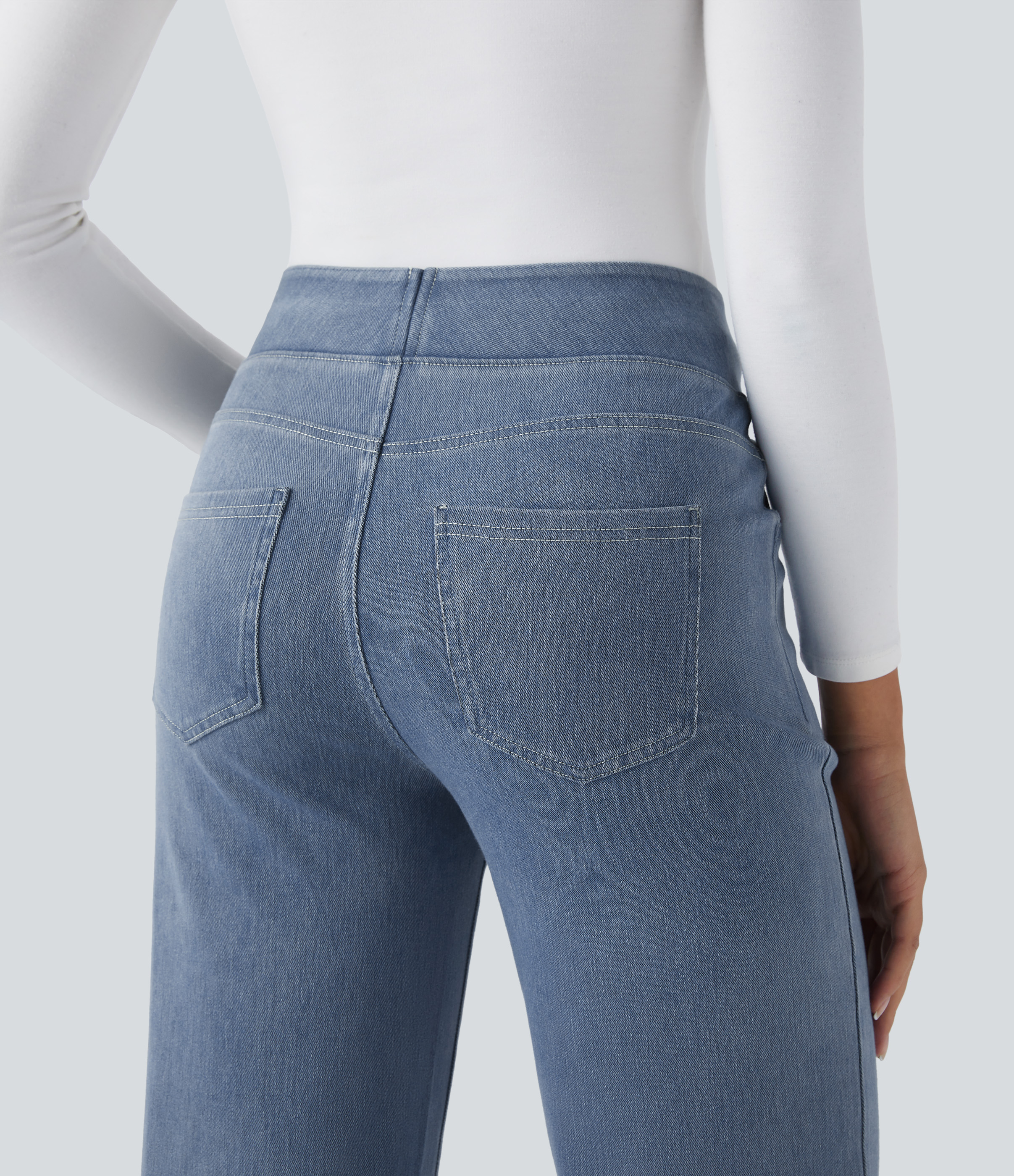 FlexHigh Waisted Pockets Straight Leg Work Jeans