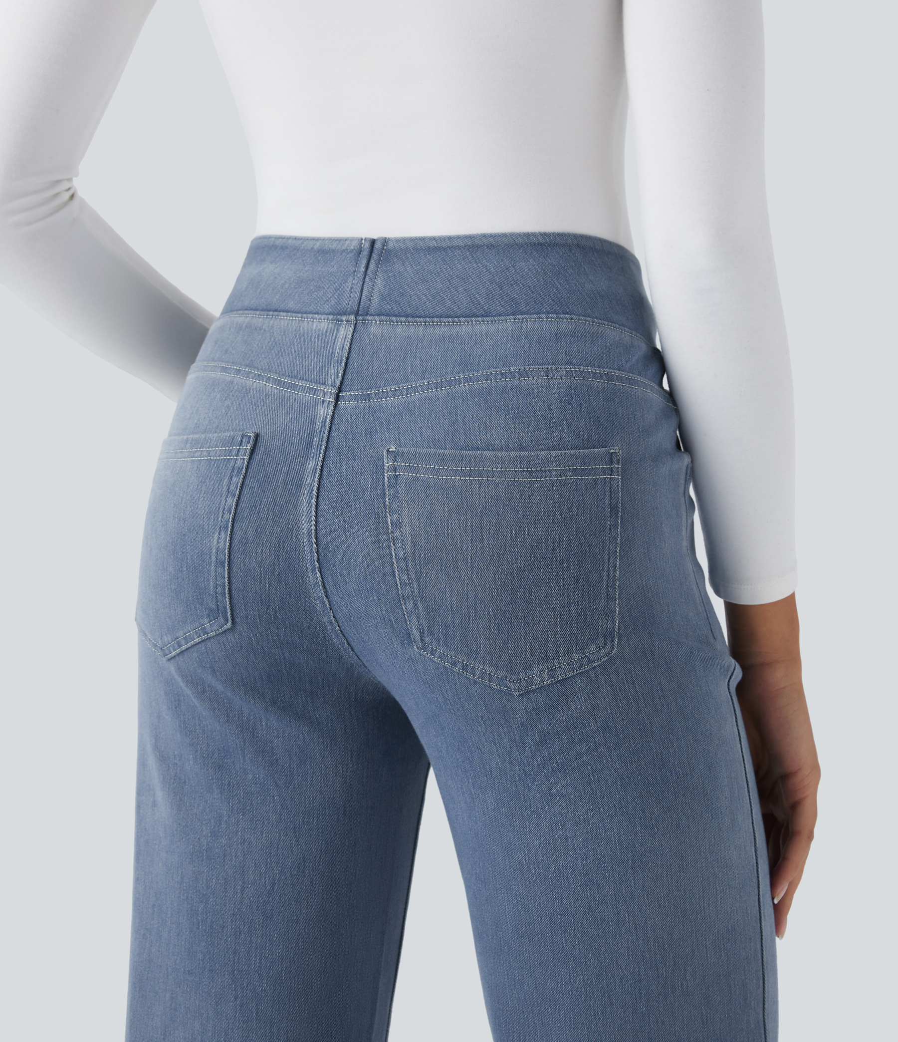 FlexHigh Waisted Pockets Straight Leg Work Jeans