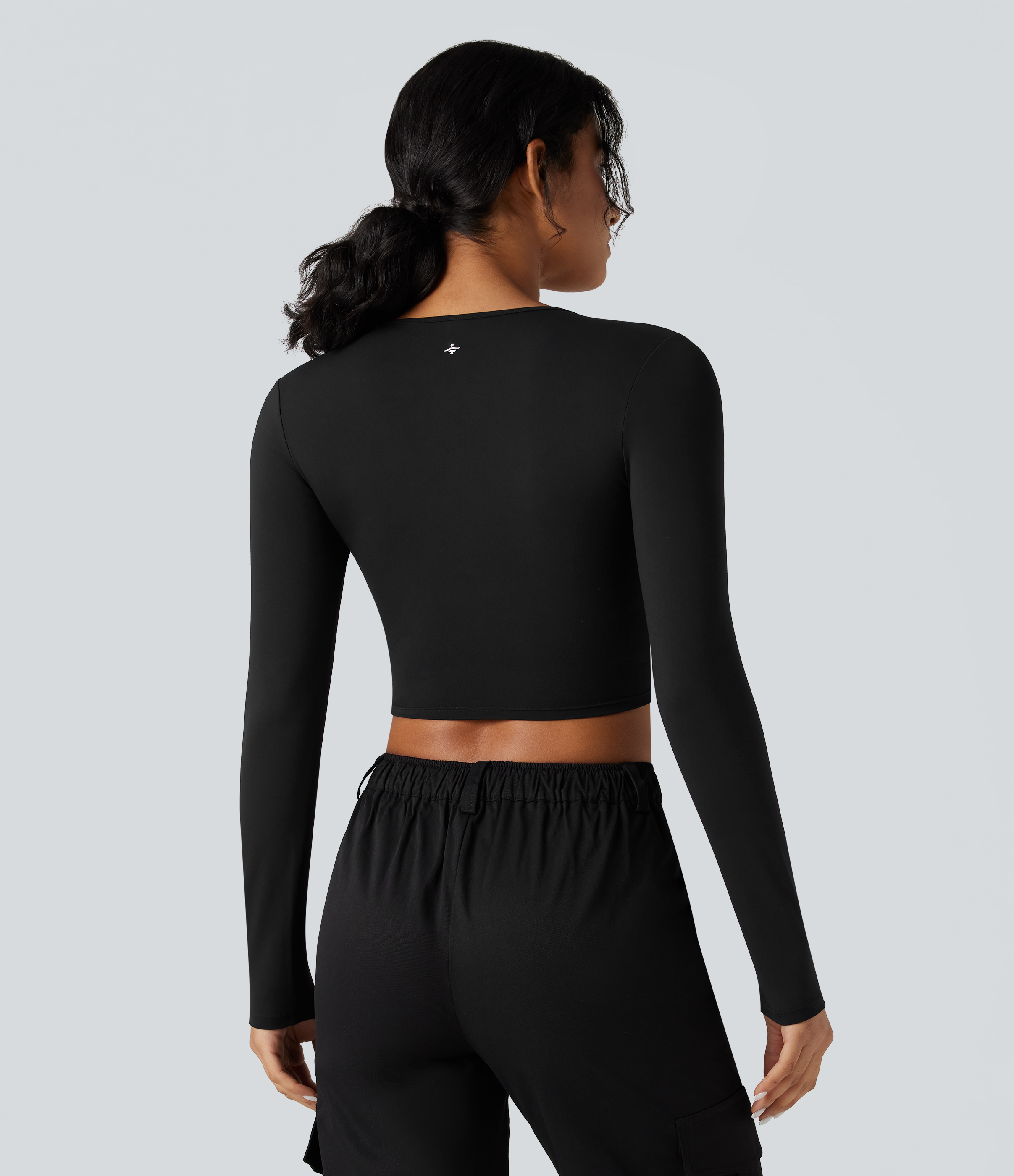 SoftlyZeroPlush Deep V-neck Long Sleeve Twisted Cropped Yoga Sports Top