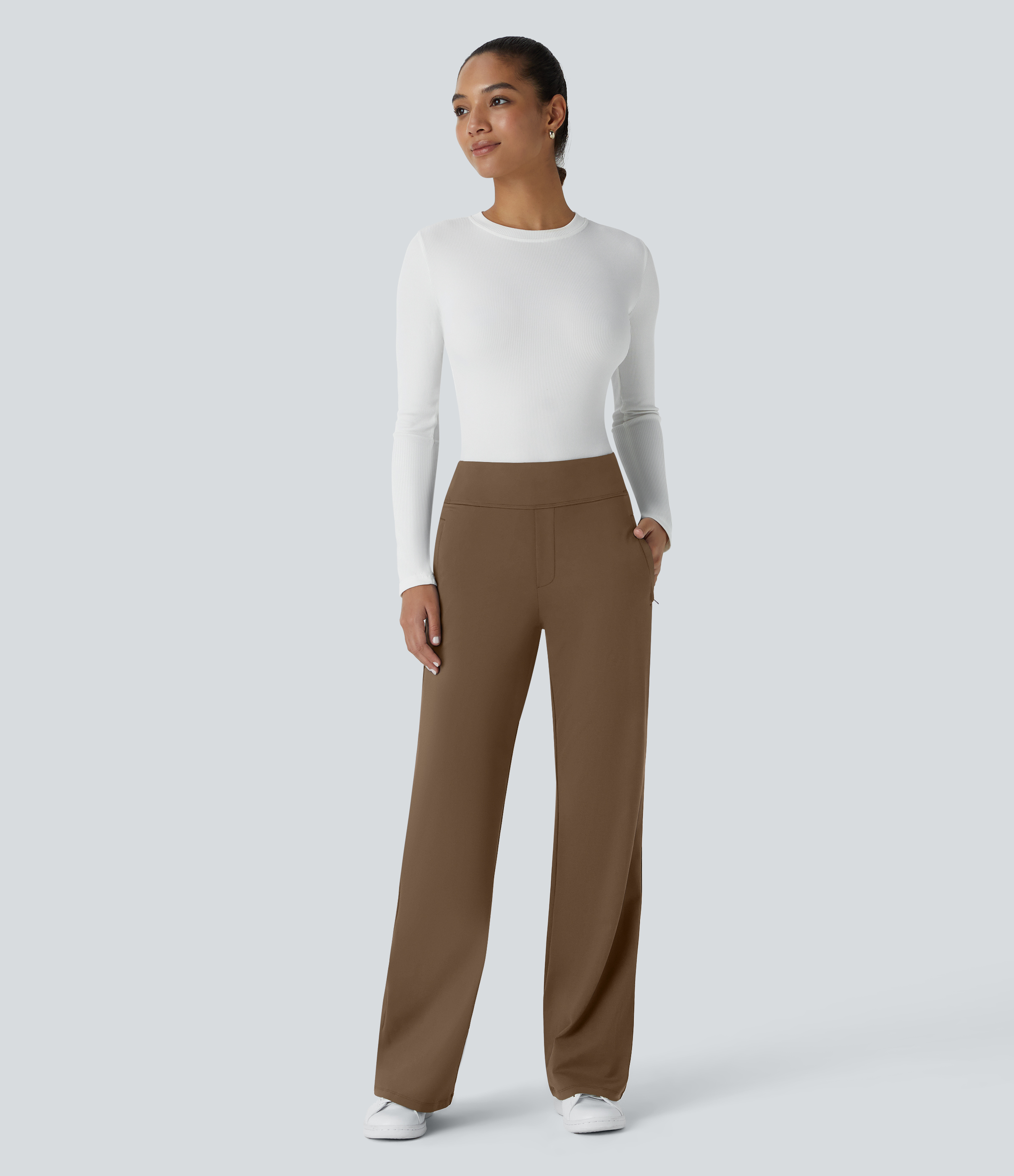 FlexMid Rise Side Zipper Pocket Work Flare Pants