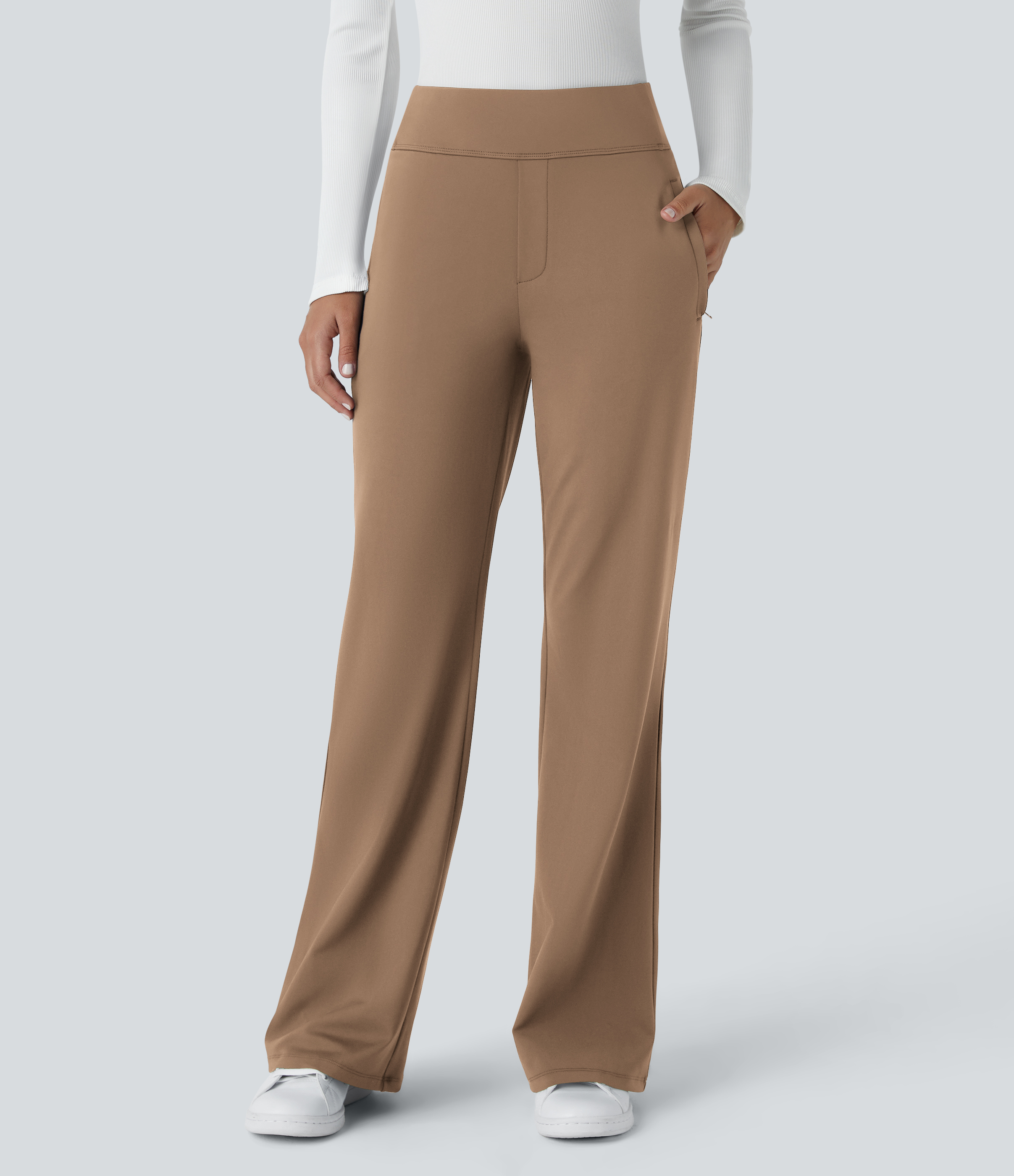 FlexMid Rise Side Zipper Pocket Work Flare Pants