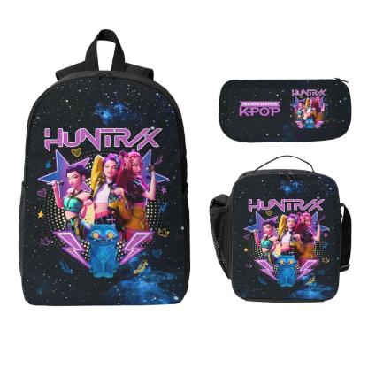Huntrix K POP School Backpack SAJA BOYS Bags 3PCS Sets for Teens Adults Lightweight Bookbag with Lunch Bag Pencil Case for Middle High School College Students
