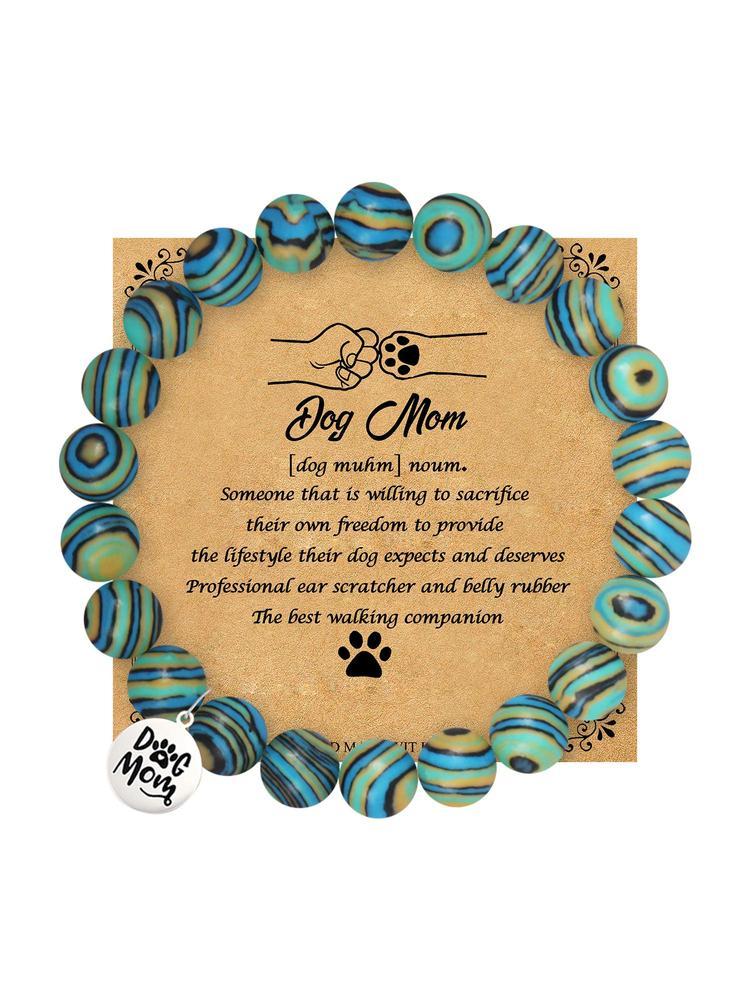 1PC Dog Mom Gift for Women, Exquisite Dog Mother Pendant Bracelet & Blessing Card Gift for Dog Lovers and Daughter, Adorable Engraving Perfect Gift for Dog Lovers, Christmas, Mother's Day Birthday Ideal Perfect Gifts